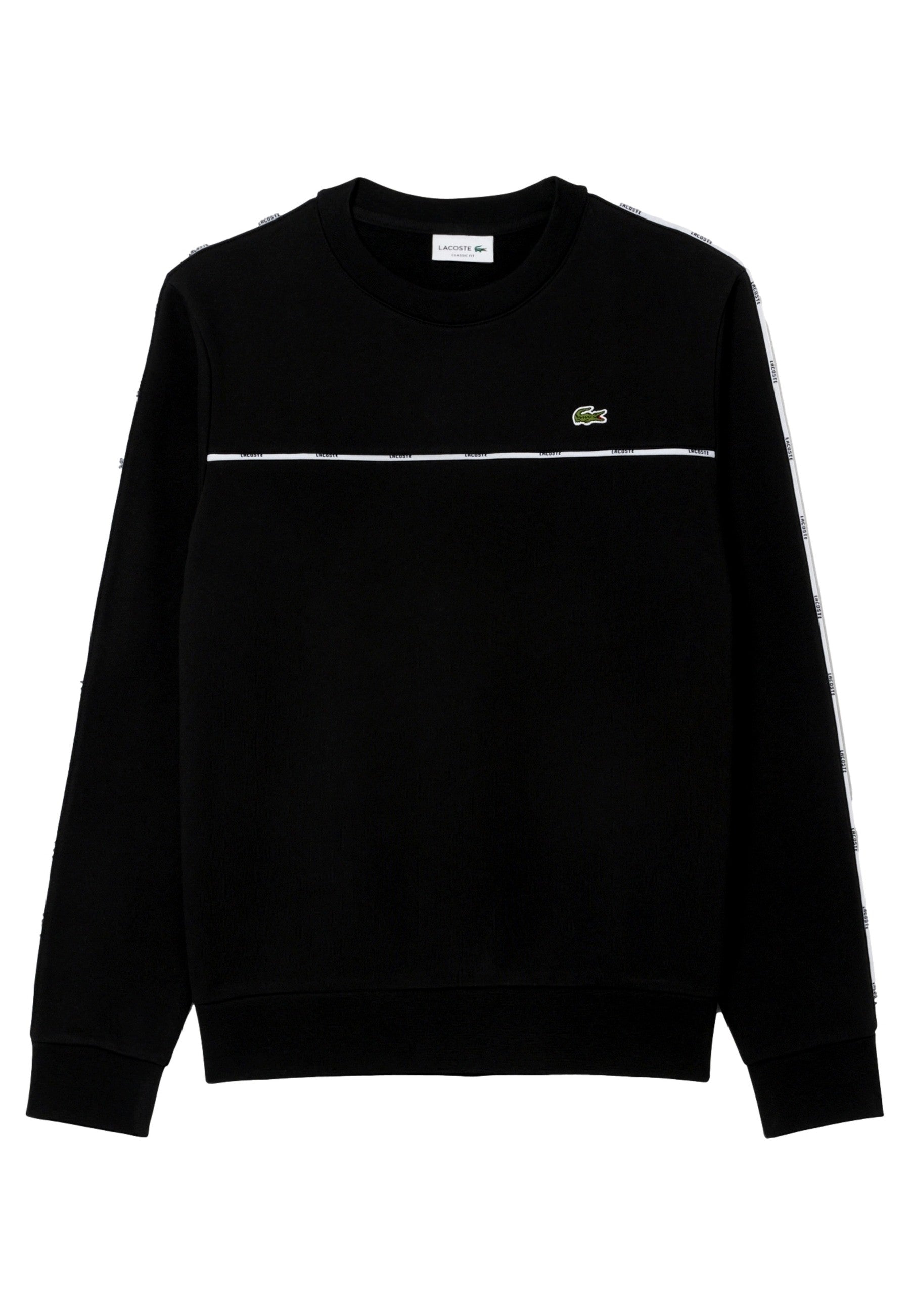 SUDADERA LACOSTE NEGRA SMALL LOGO RIBETED CREWNECK SWEATSHIRT