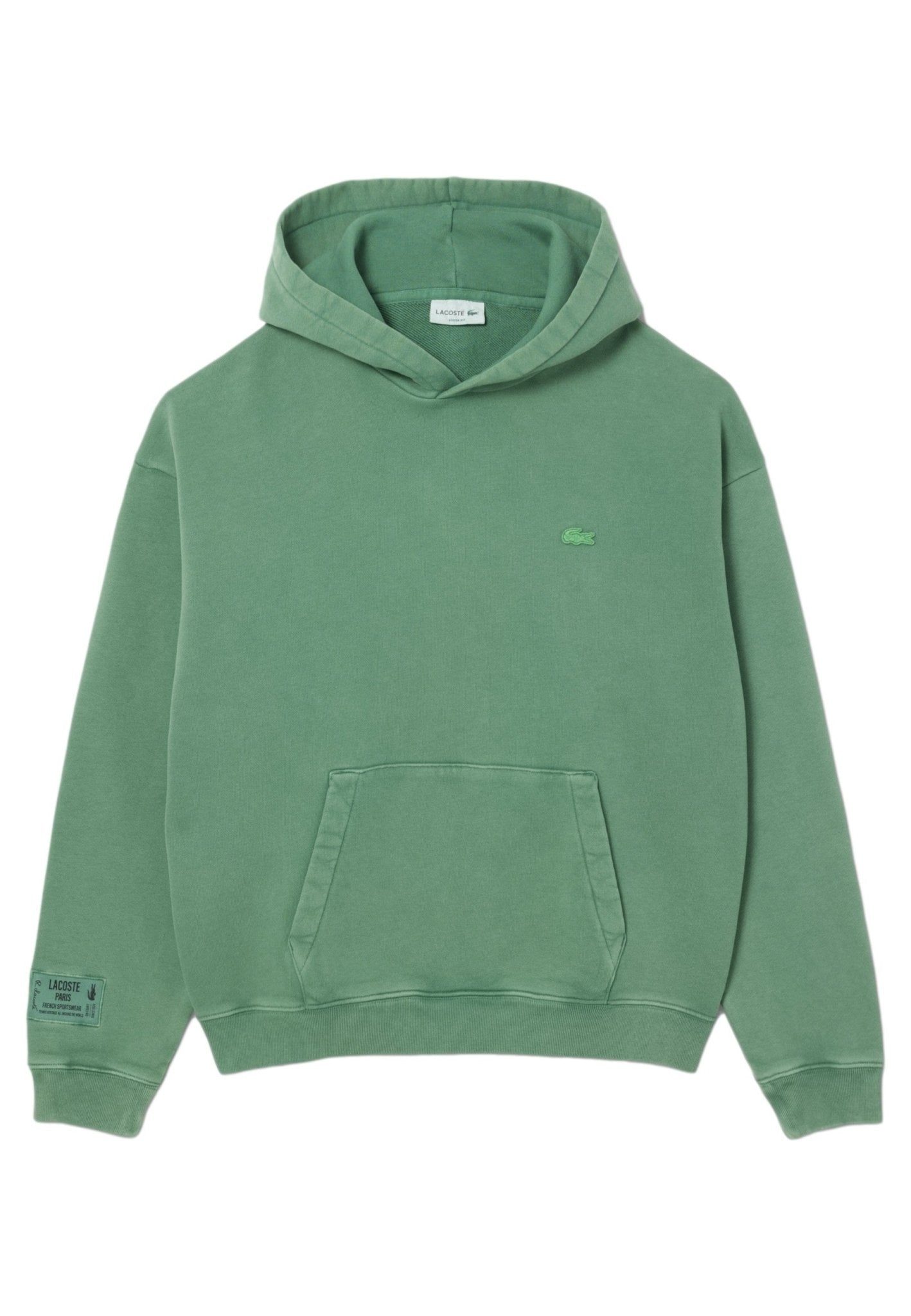 SUDADERA LACOSTE VERDE WASHED COTTON LOOSE FIT HOODIE - AREA ZERO