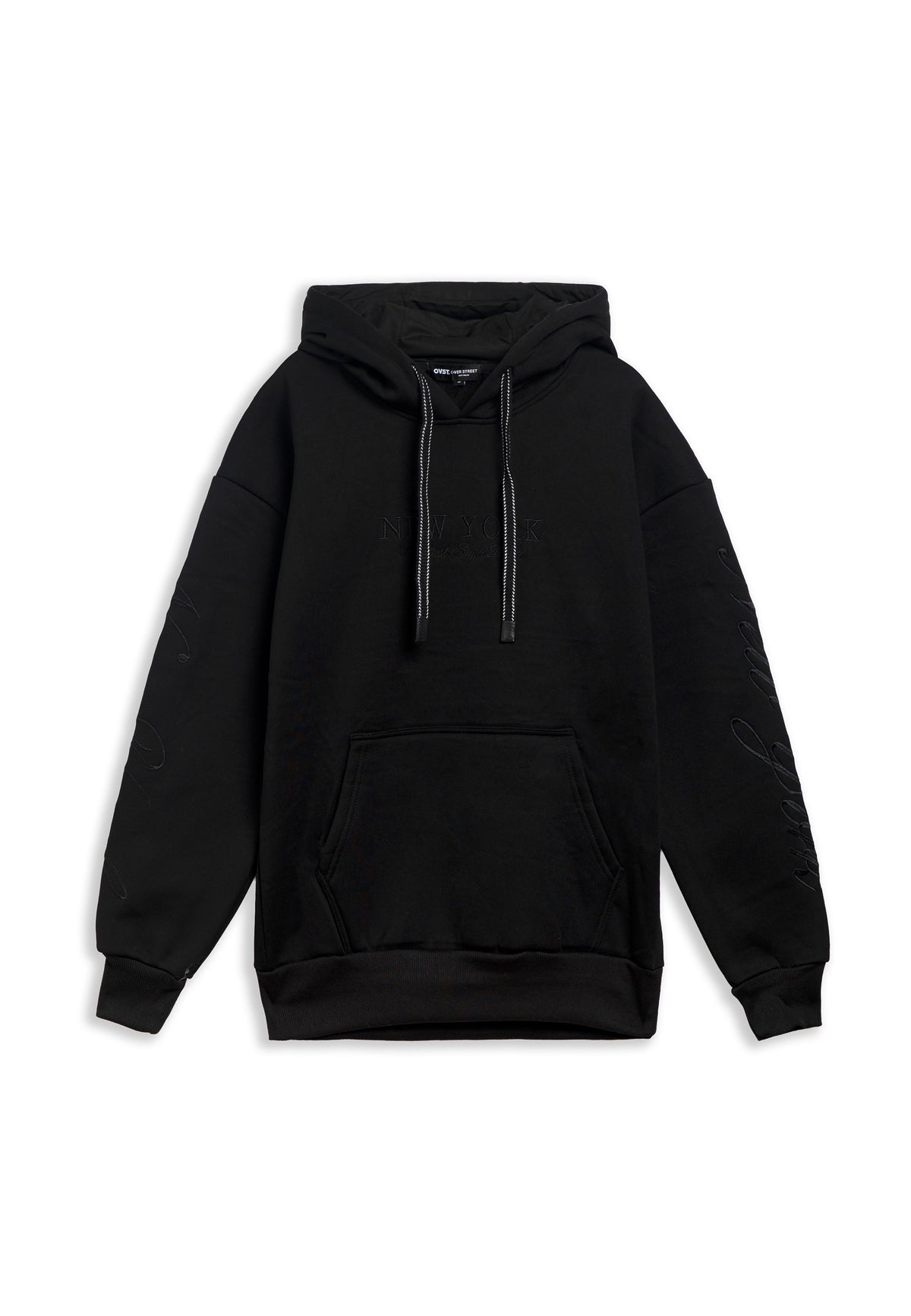 SUDADERA NEGRA NEW YORK CITY EMBROIDERED SLEEVE HOODIE