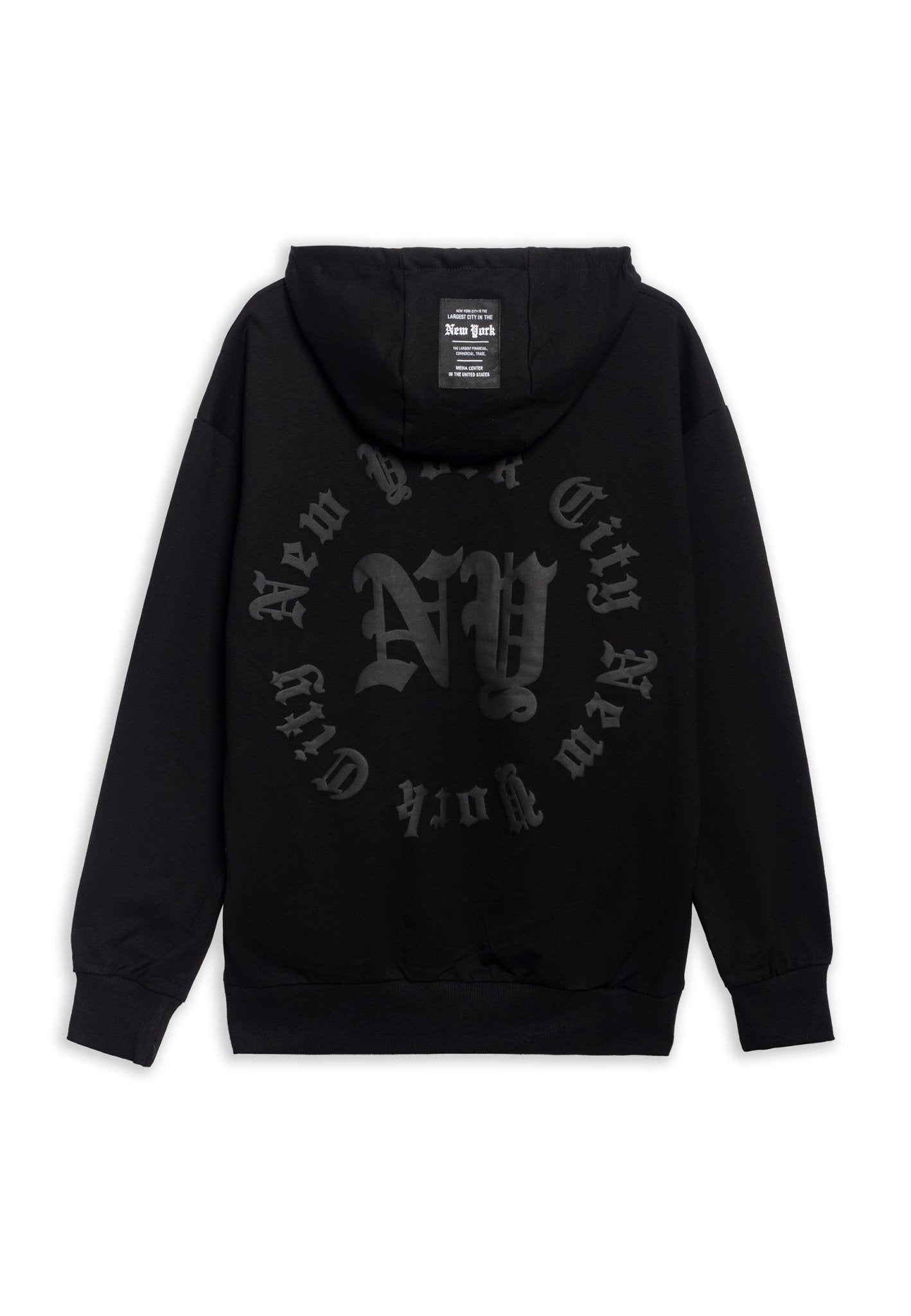 SUDADERA NEGRA NY FLOCKED HOODIE - AREA ZERO