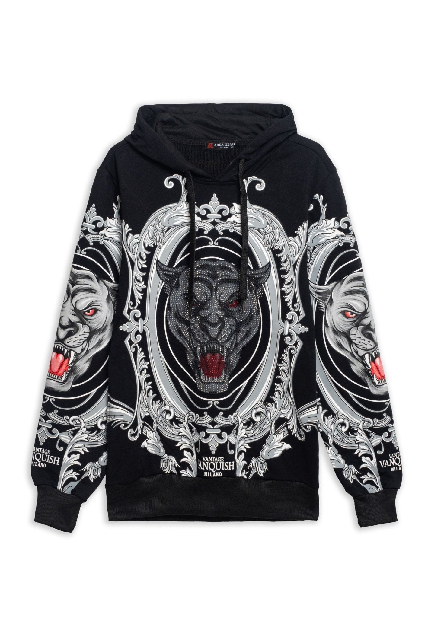 SUDADERA NEGRA SHINNY TIGER HOODIE - AREA ZERO