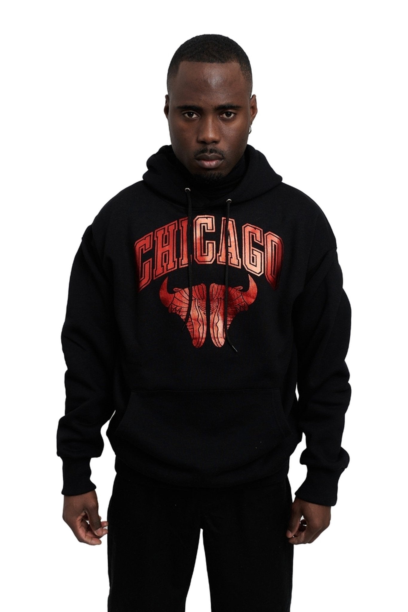 SUDADERA NEGRA/ROJA CHICAGO SNEAKERS GOLDEN FACE HOODIE - AREA ZERO