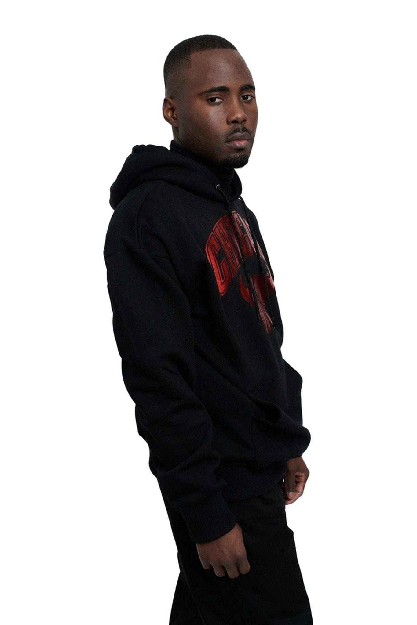 SUDADERA NEGRA/ROJA CHICAGO SNEAKERS GOLDEN FACE HOODIE - AREA ZERO