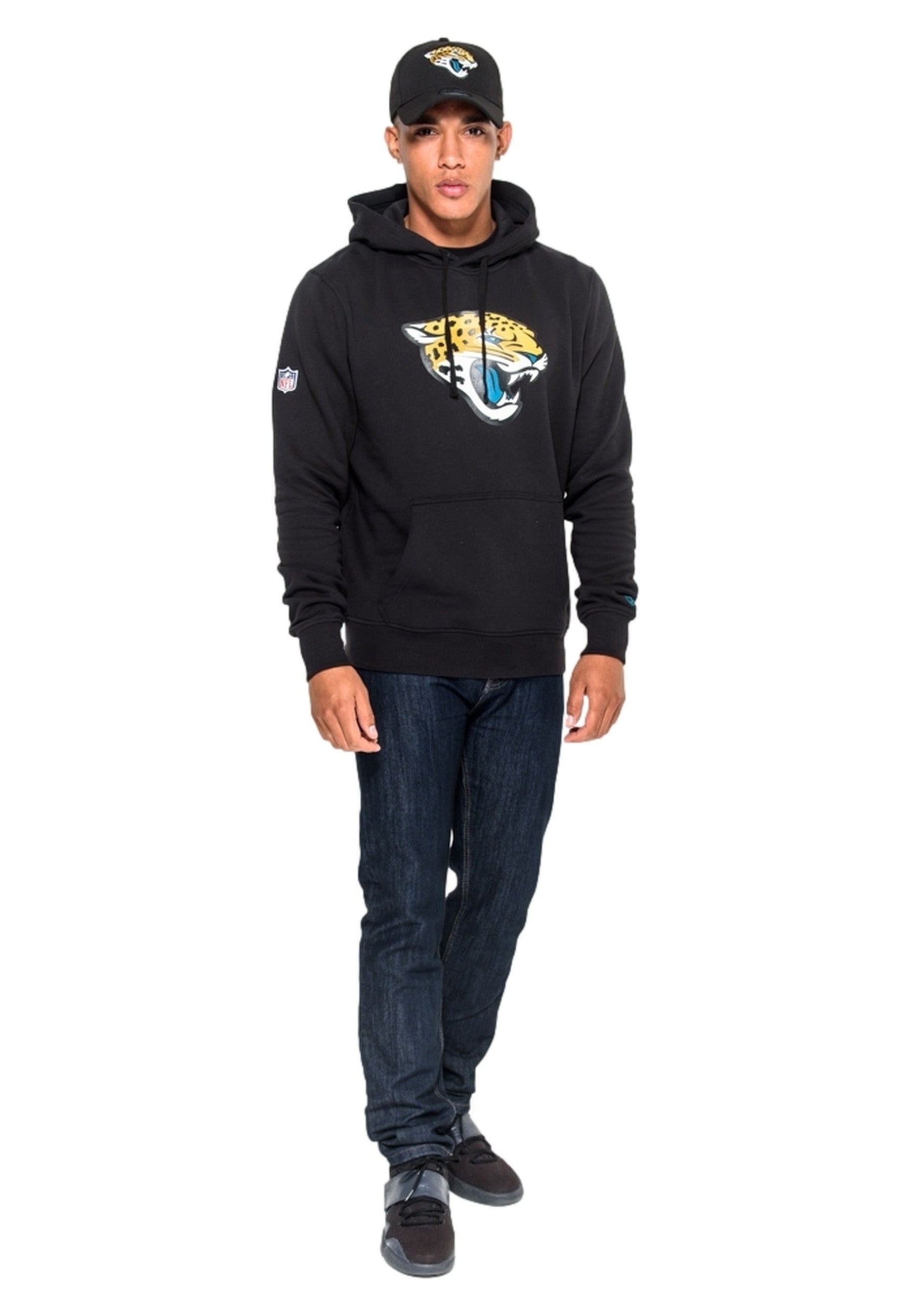 SUDADERA NEW ERA NEGRA JAGUARS TEAM LOGO PO HOODDY