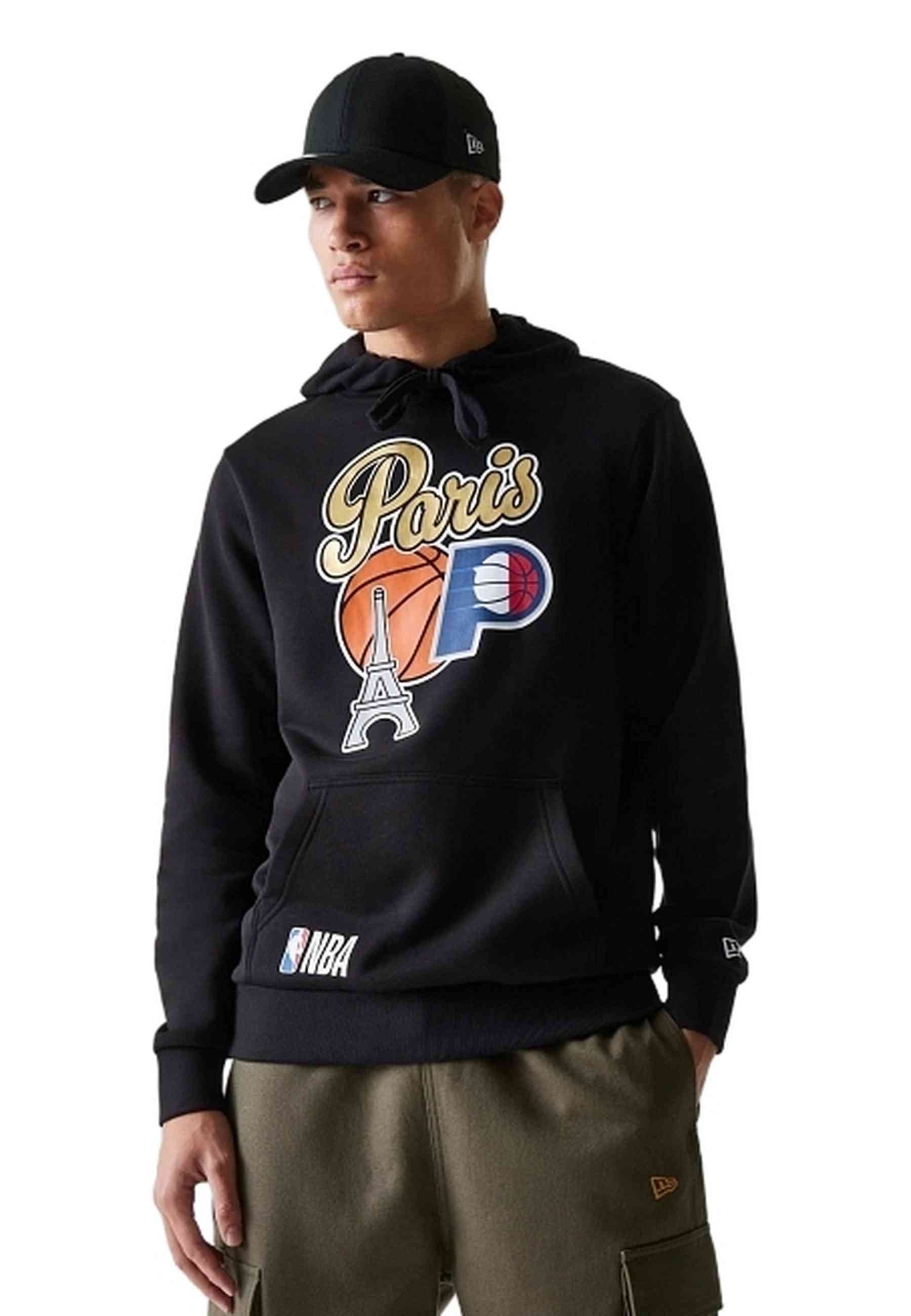 SUDADERA NEW ERA NEGRA PACERS NBA PARIS GAMES REGULAR HOODIE INDPAC