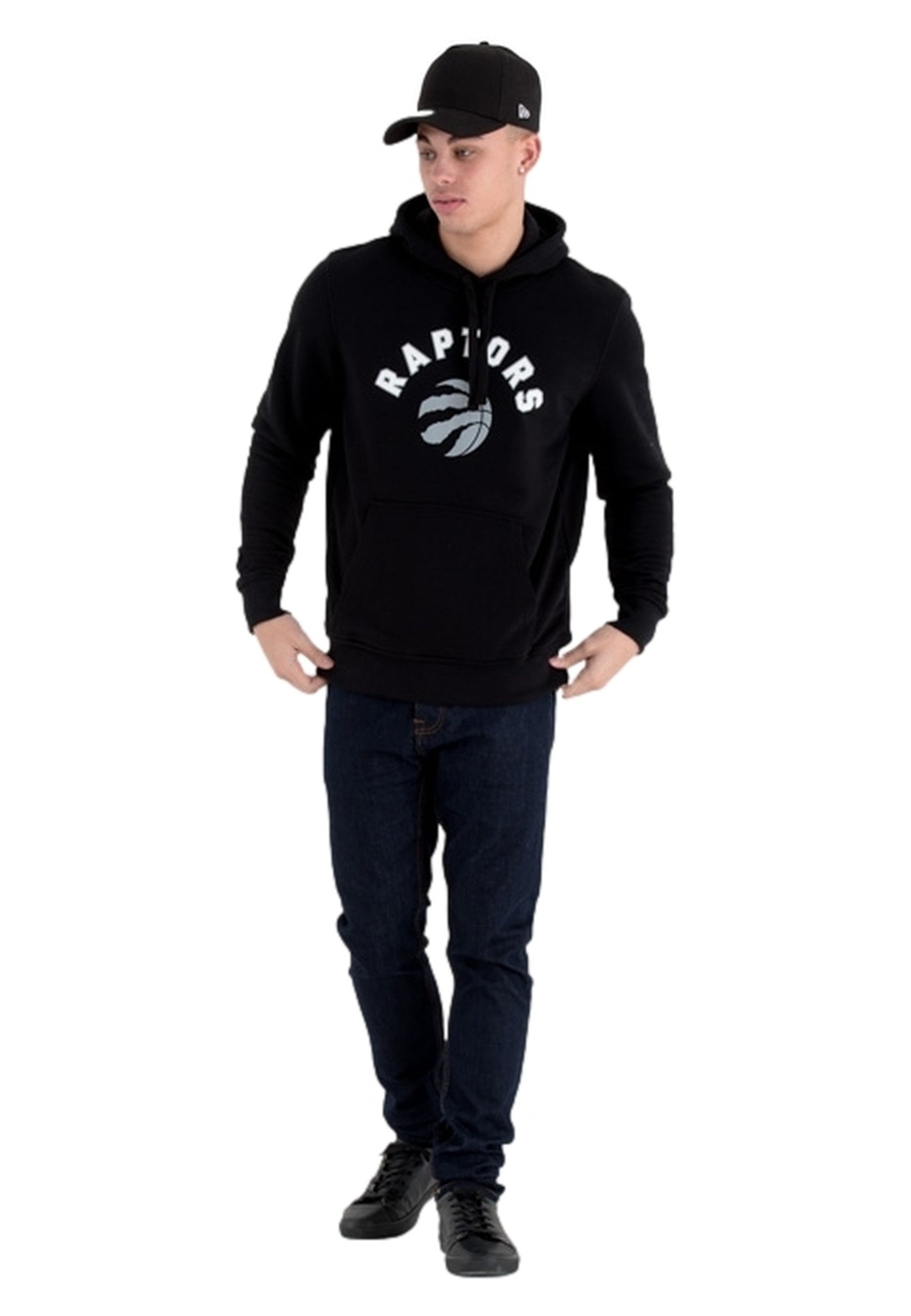 SUDADERA NEW ERA NEGRA RAPTORS TEAM LOGO PO HOODY