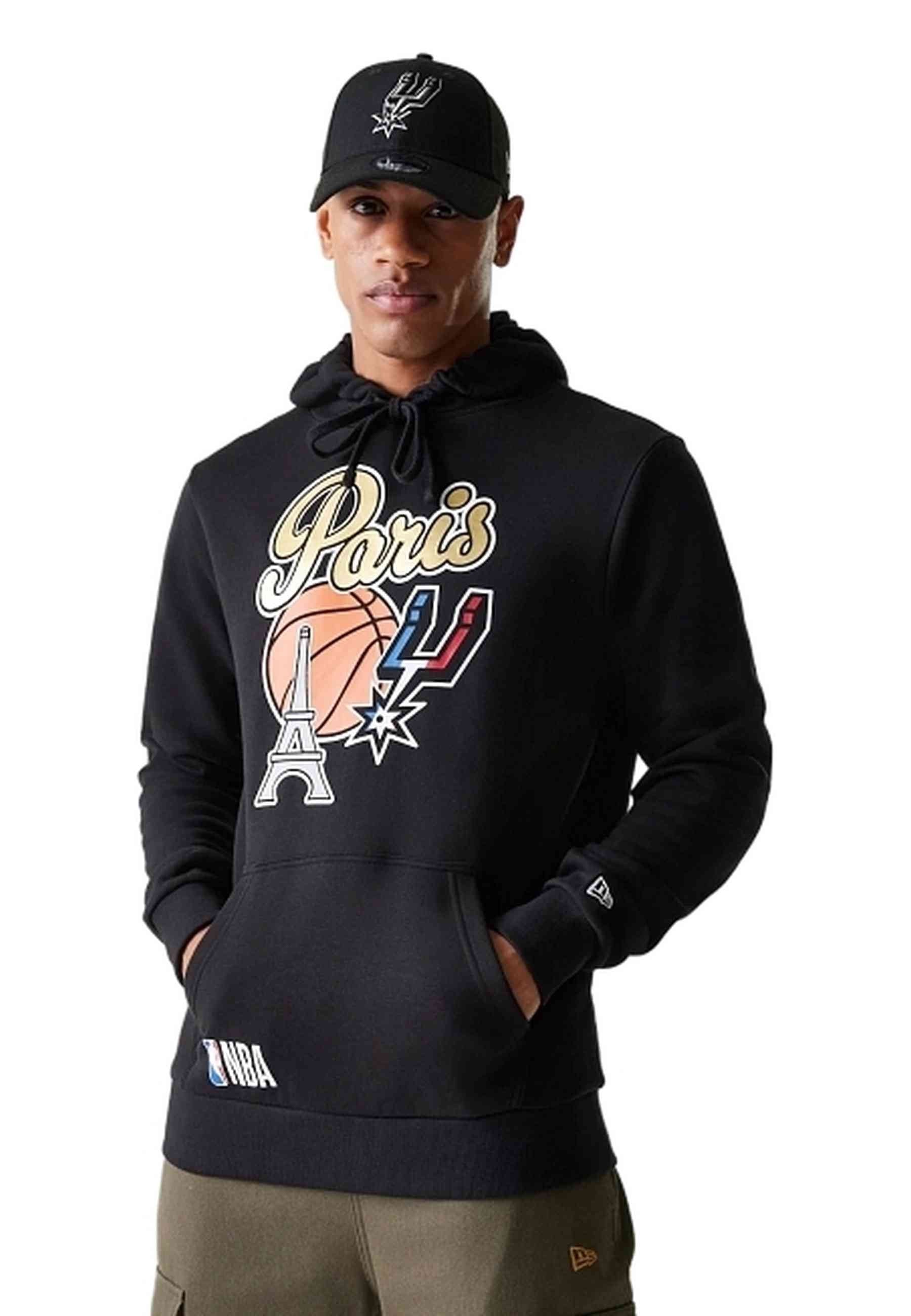 SUDADERA NEW ERA NEGRA SPURS NBA PARIS GAMES REG HOODY SAASPU