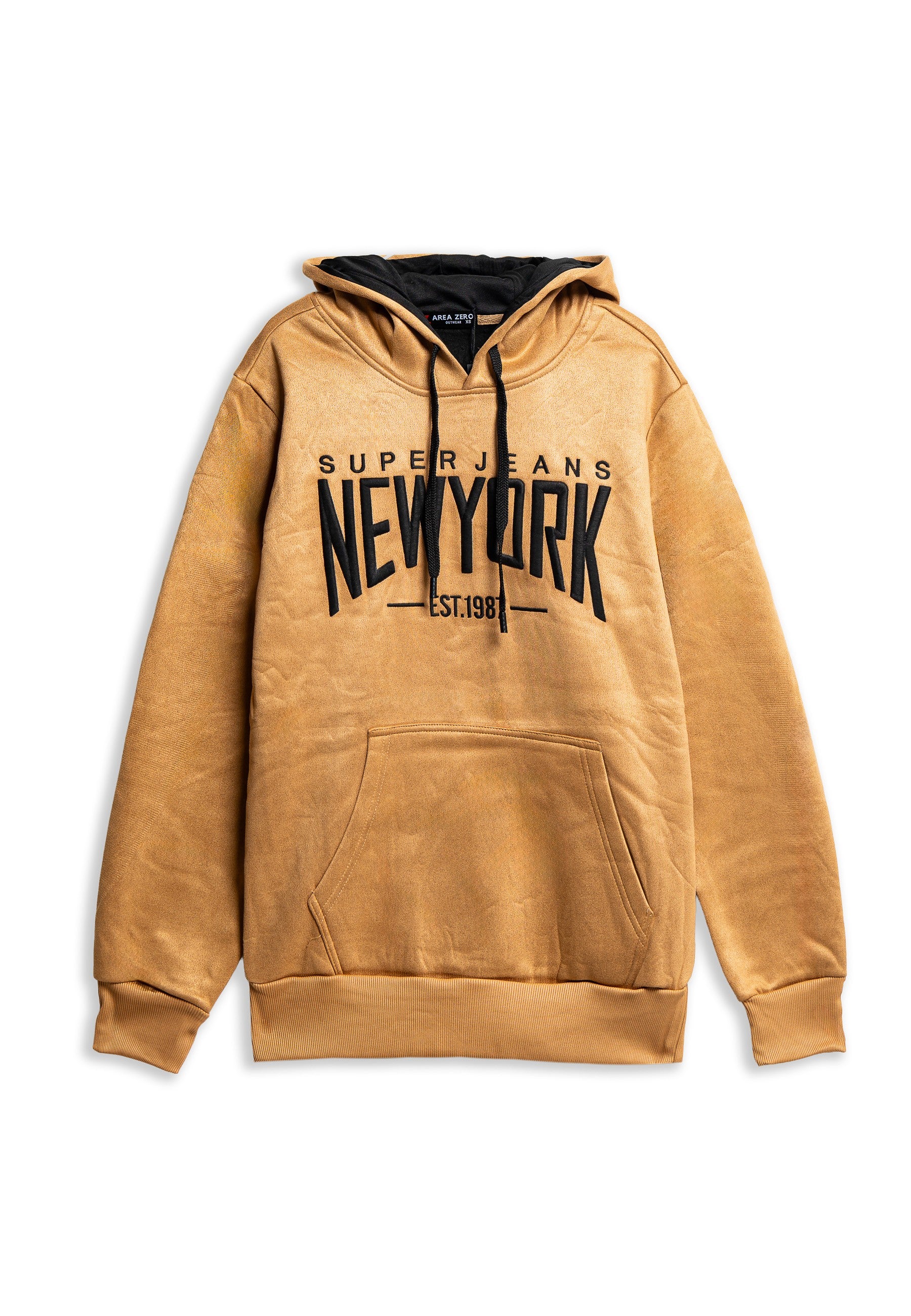 SUDADERA TOSTADA NEW YORK SUEDE EMBROIDERED HOODIE