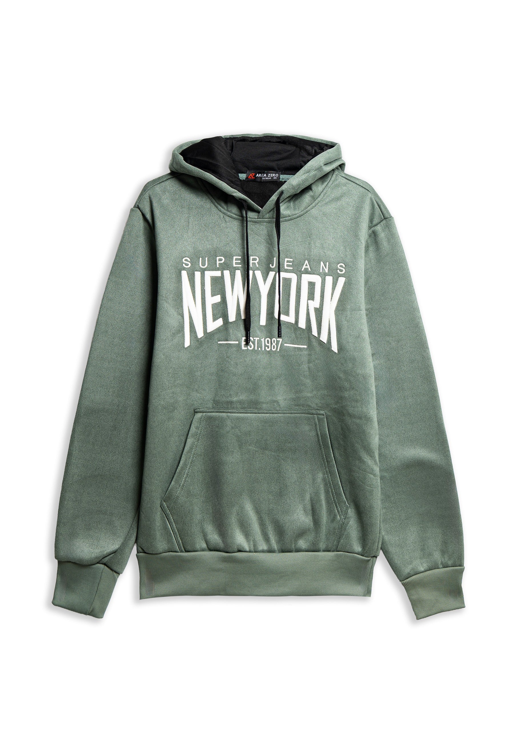 SUDADERA VERDE NEW YORK SUEDE EMBROIDERED HOODIE