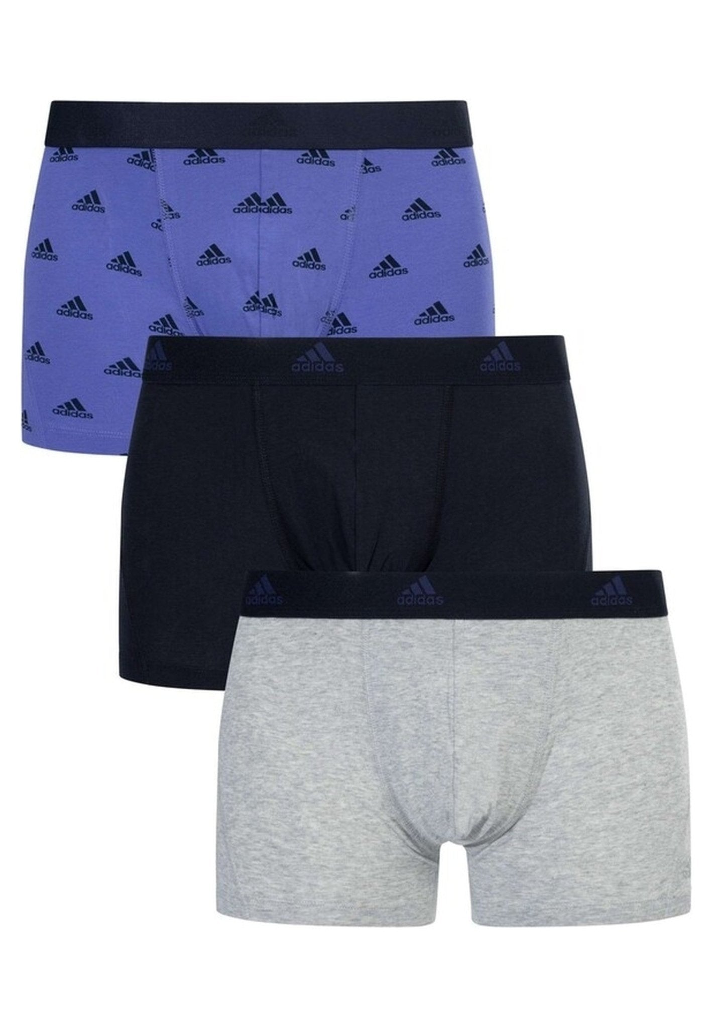 TRIPACK BOXERS ADIDAS GREY/NAVY/PURPLE PATTERN ACTIVE FLEX COTTON - AREA ZERO