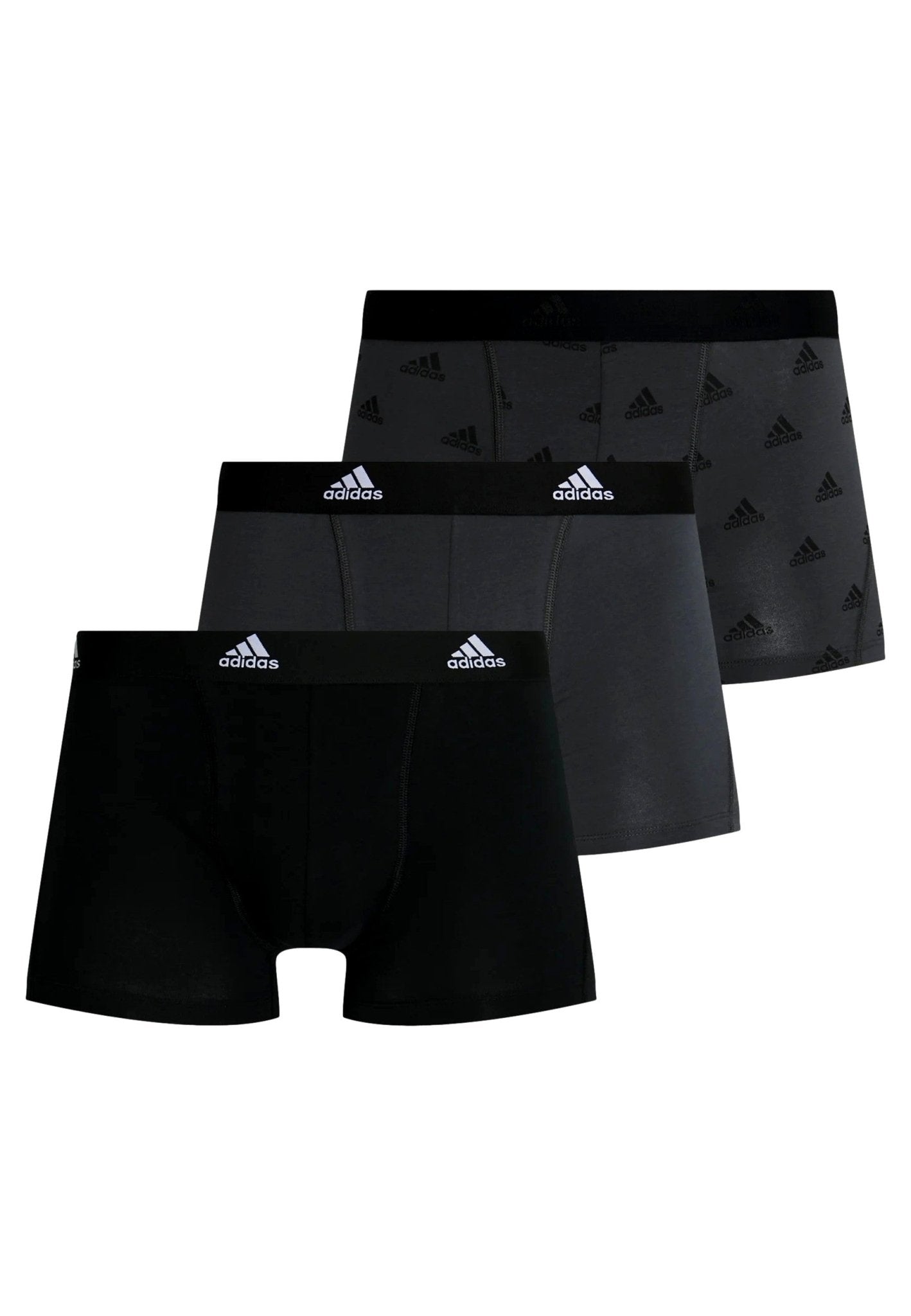 TRIPACK BOXERS ADIDAS NEGRO/GRIS LEOPARD ACTIVE FLEX COTTON - AREA ZERO