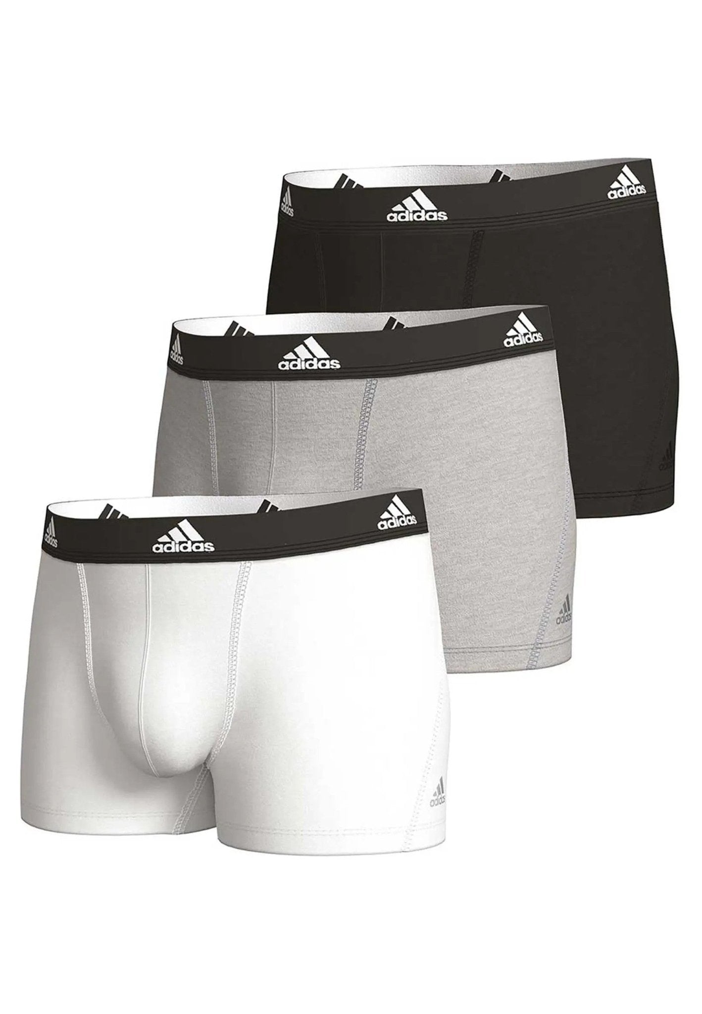 TRIPACK BOXERS ADIDAS NEGRO/GRIS/BLANCO ACTIVE FLEX COTTON - AREA ZERO