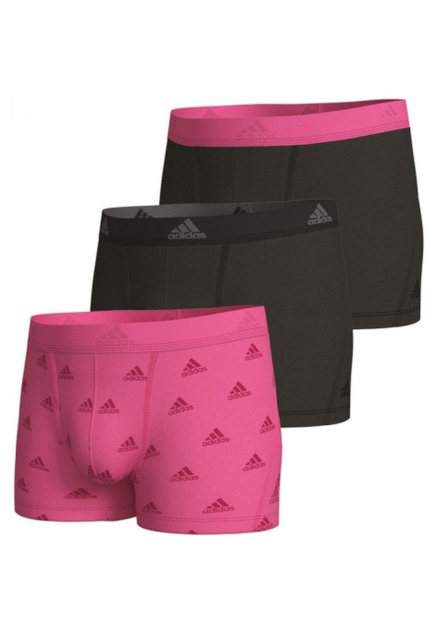 TRIPACK BOXERS ADIDAS NEGROS/FUXIA ACTIVE FLEX COTTON - AREA ZERO