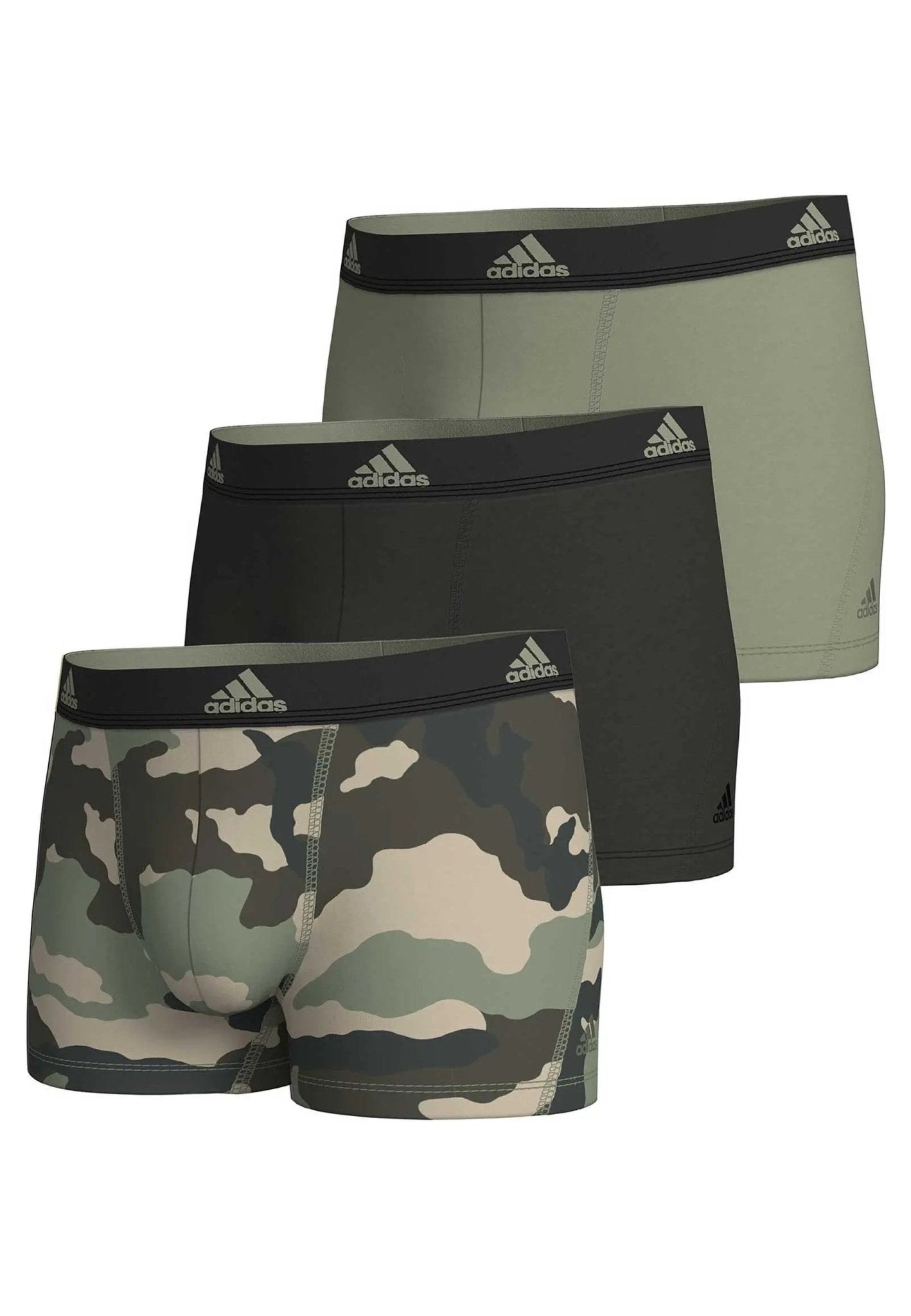 TRIPACK BOXERS ADIDAS VERDES ACTIVE FLEX COTTON CAMU PRINT - AREA ZERO