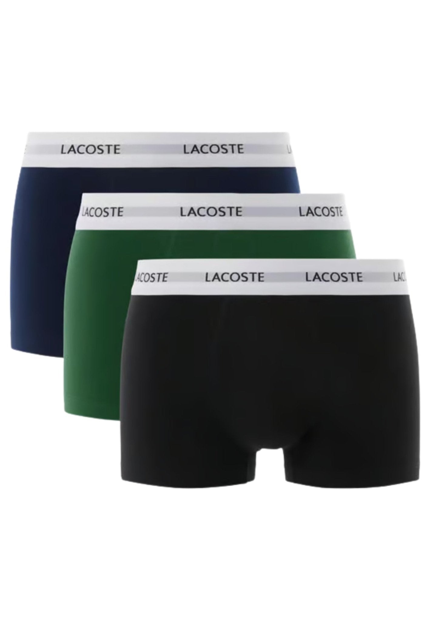 TRIPACK BOXERS LACOSTE MARINO/VERDE/NEGRO TAGGED WAISTBAND TRUNKS - AREA ZERO