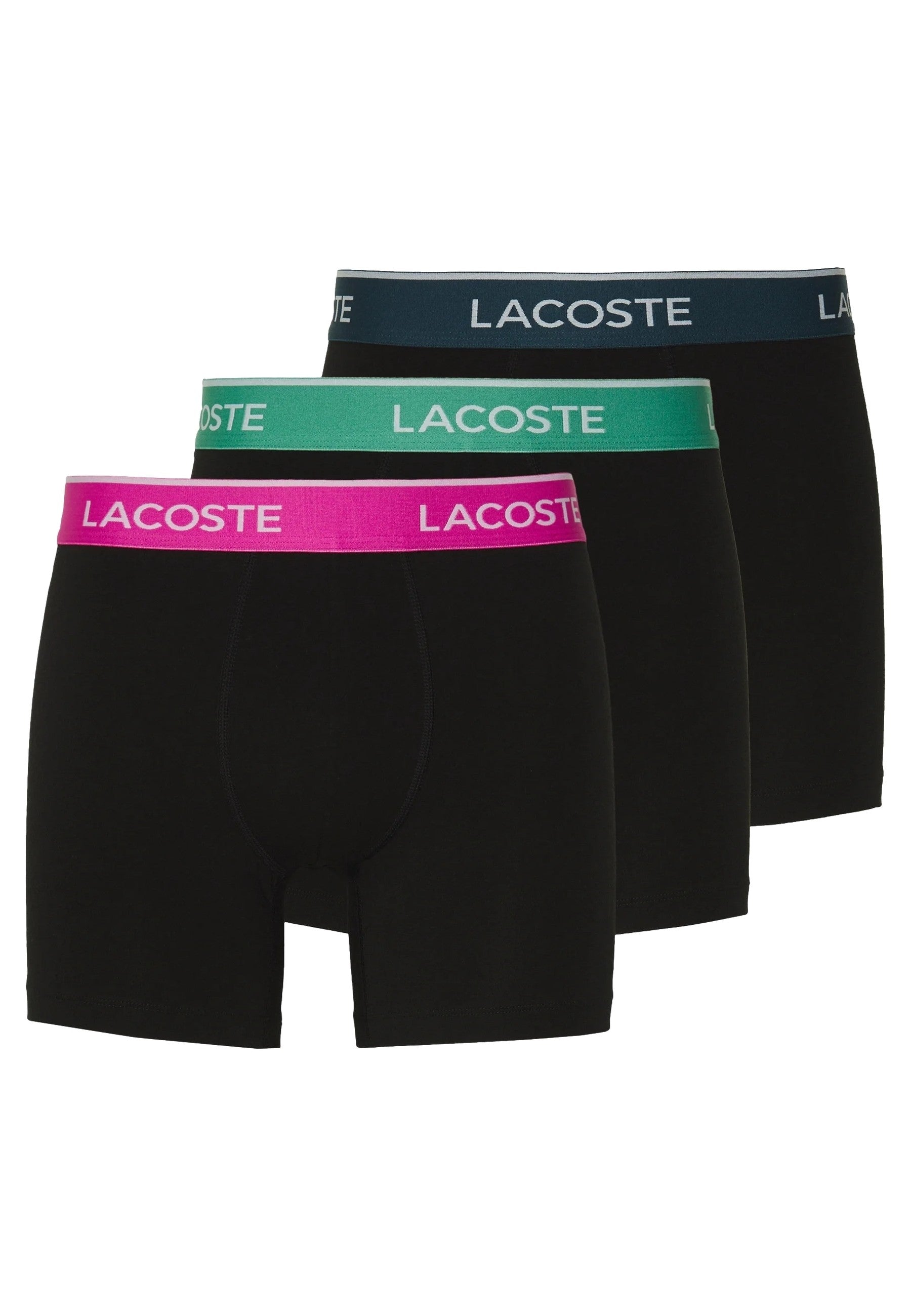 TRIPACK BOXERS LACOSTE NEGROS FAUCON-EPICEA-MALVA WAISTBAND