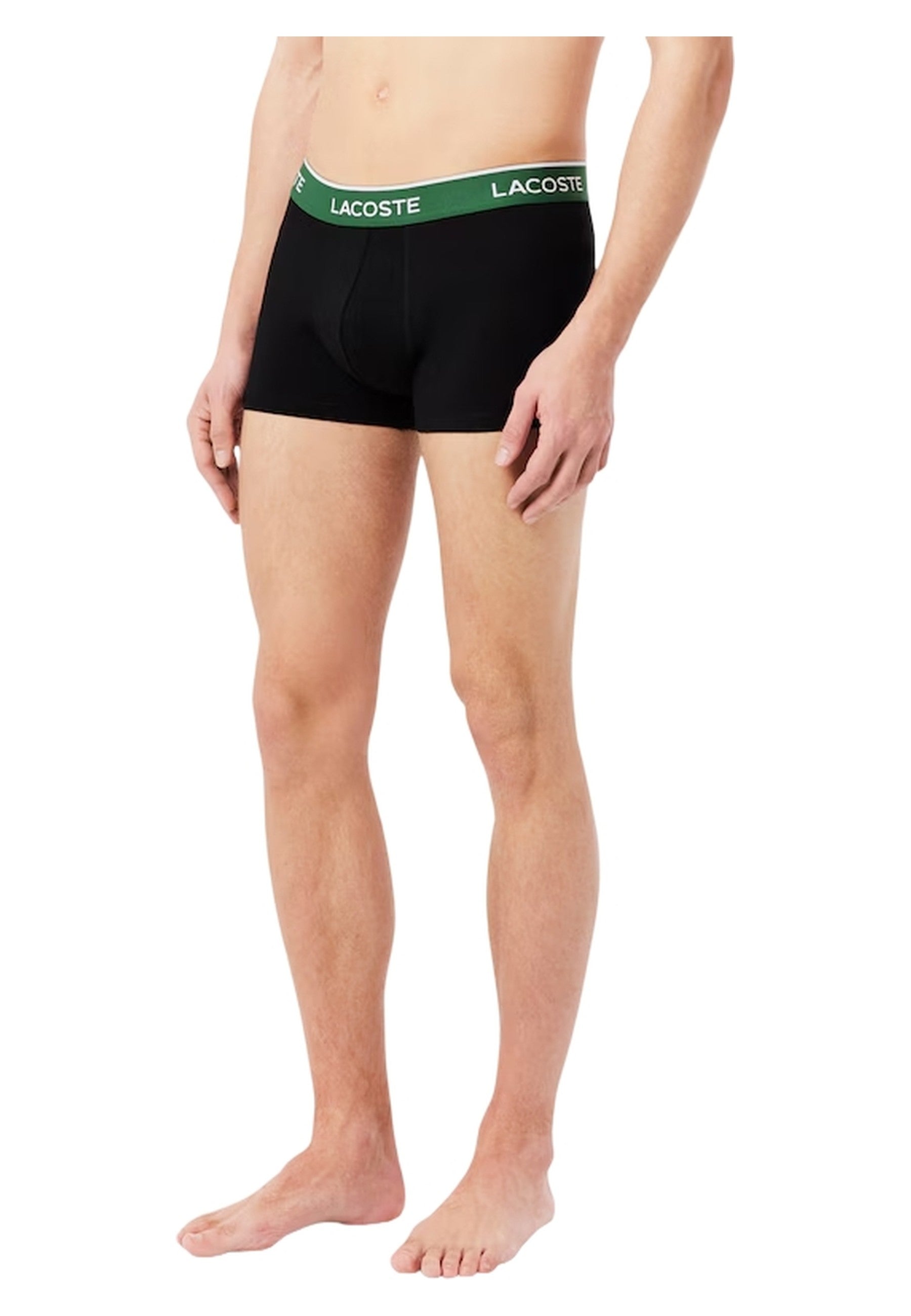 TRIPACK BOXERS LACOSTE NEGROS GOMAS VERDES 2NI COTTON TRUNK