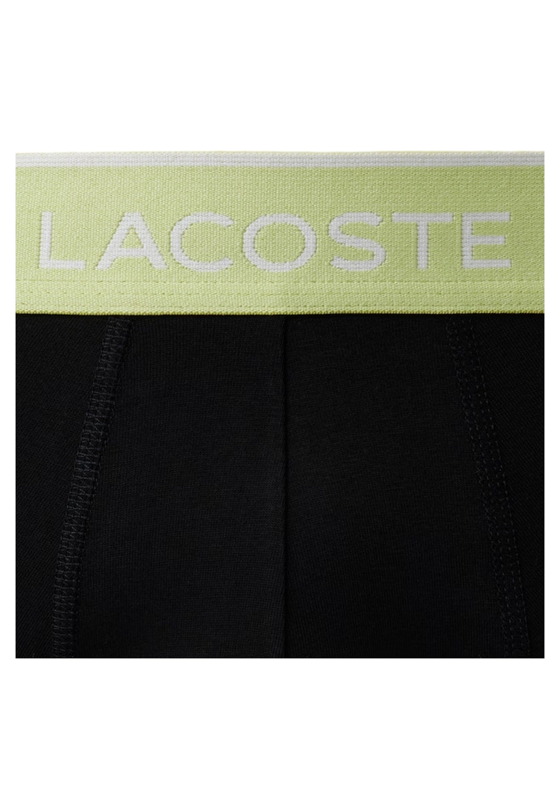 TRIPACK BOXERS LACOSTE NEGROS GOMAS VERDES 2NI COTTON TRUNK