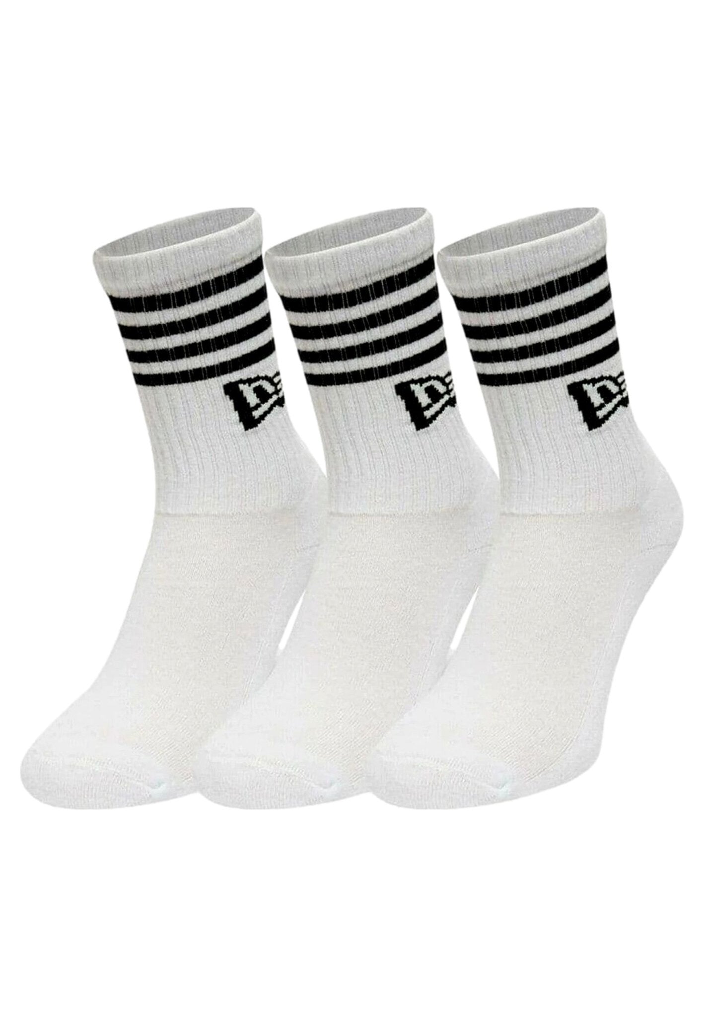 TRIPACK CALCETINES NEW ERA BLANCOS STRIPE CREW SOCKS - AREA ZERO