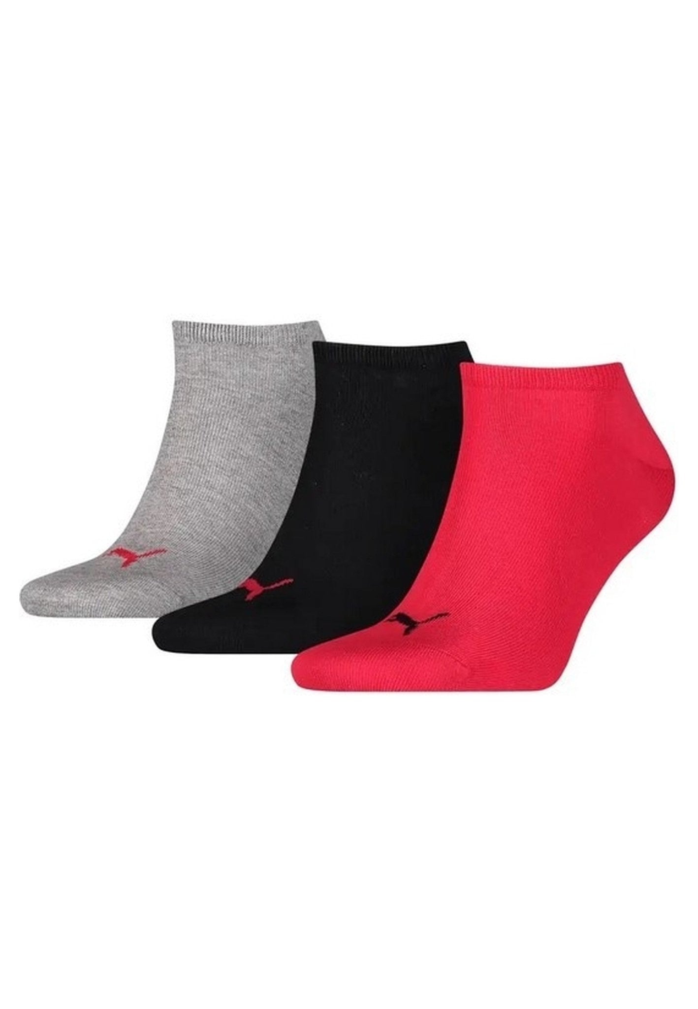 TRIPACK CALCETINES PUMA SNEAKER PLAIN GRIS/ROJO/NEGRO - AREA ZERO