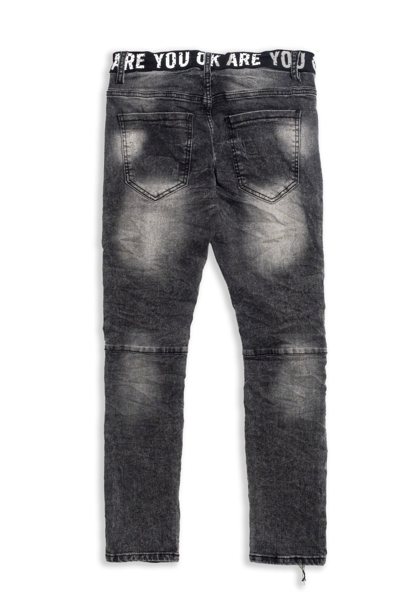 VAQUERO NEGRO GASTADO ARE YOU OK WAISTBAND 1967 PATCHED PANT - AREA ZERO