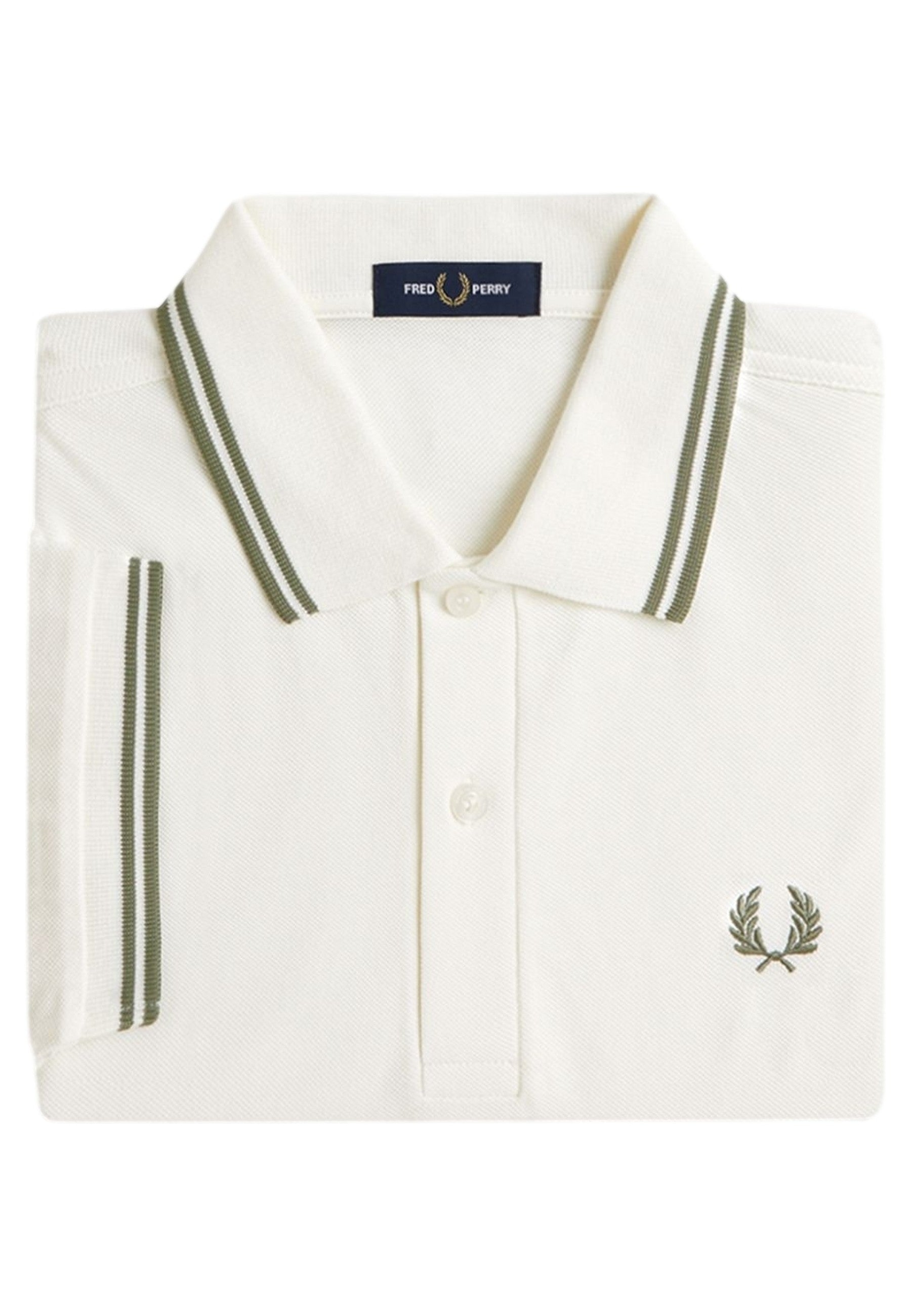POLO FRED PERRY CRUDO/VERDE TWIN TIPPED SHIRT