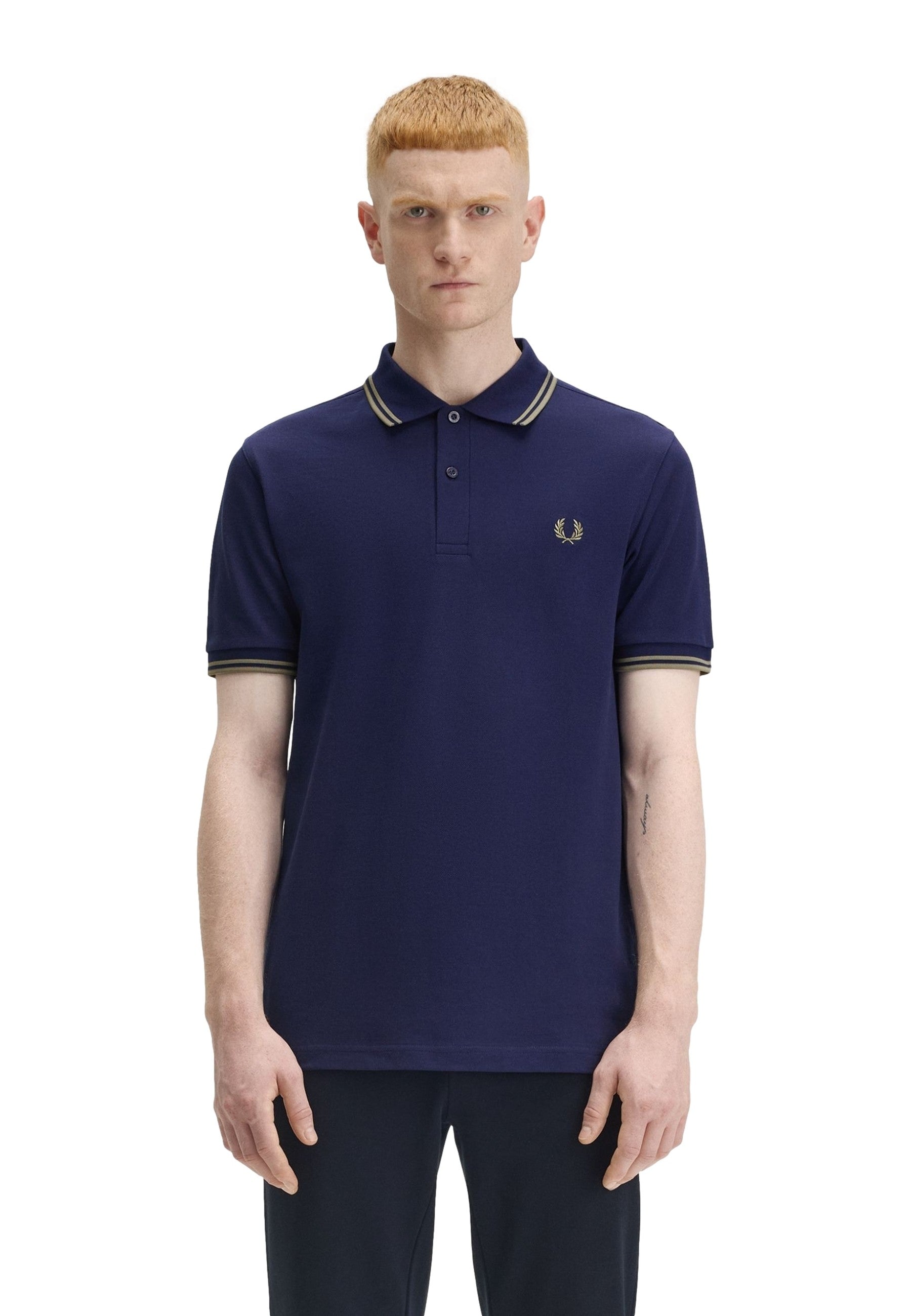 POLO FRED PERRY MARINO/VERDE TWIN TIPPED SHIRT