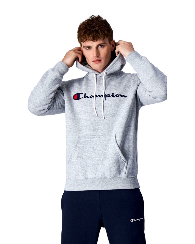 SUDADERA CHAMPION GRIS EMBROIDERED SCRIPT LOGO HOODIE Tallas S Color Gris