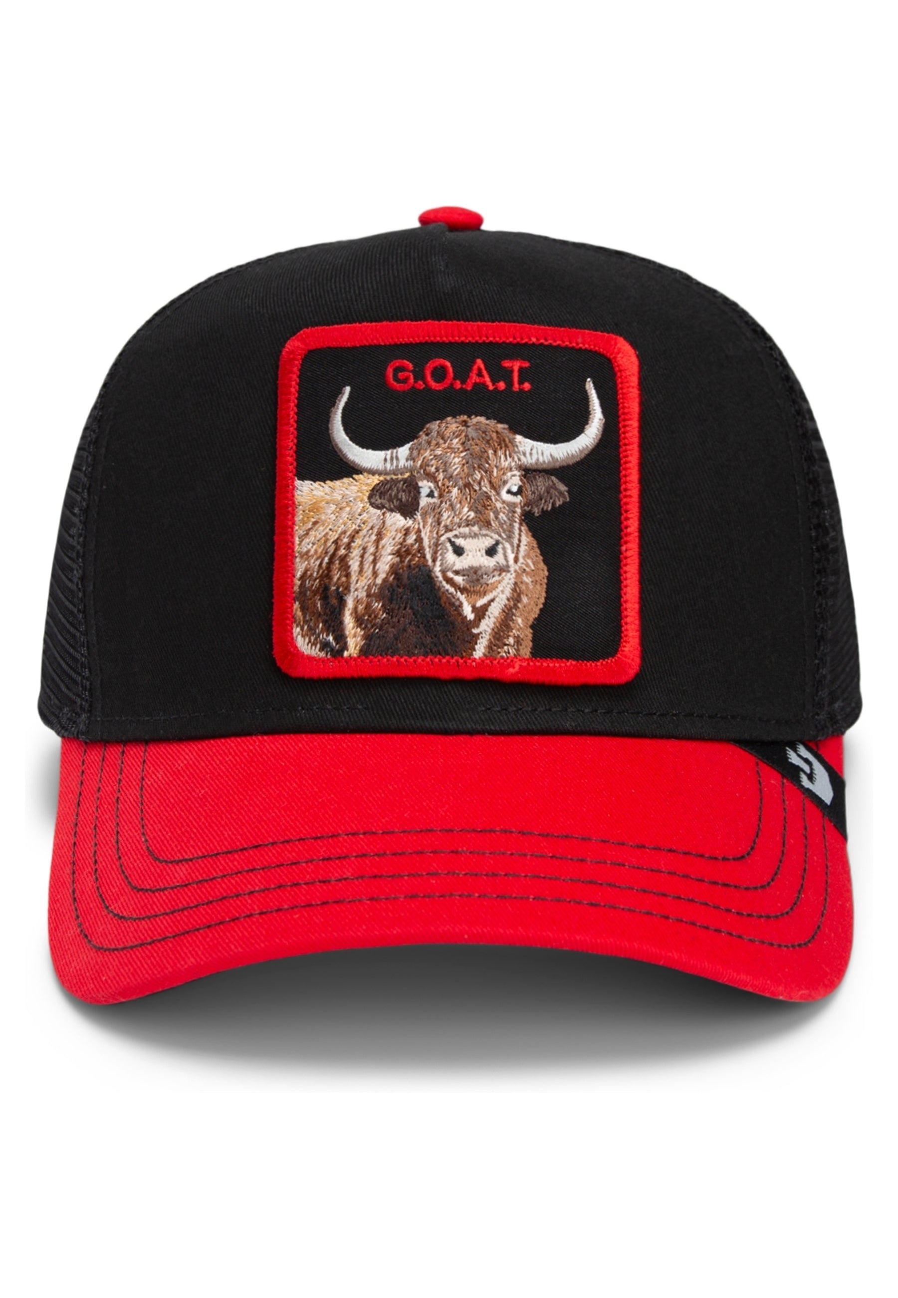 GORRA GOORIN BROS NEGRA/ROJA CABRA THE GOAT STEER TRUCKER CAP