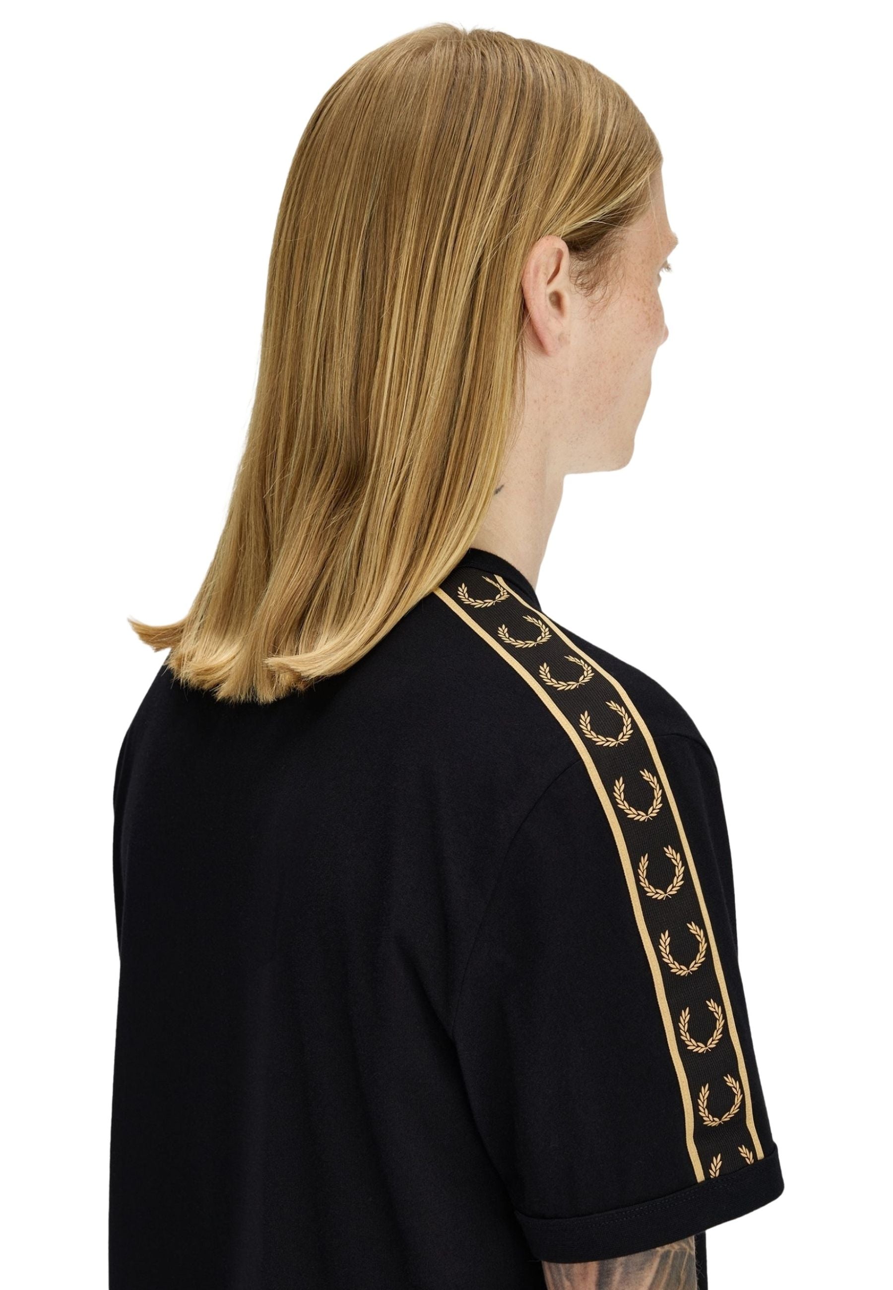 CAMISETA FRED PERRY NEGRA CONTRAST TAPE RINGER TEE