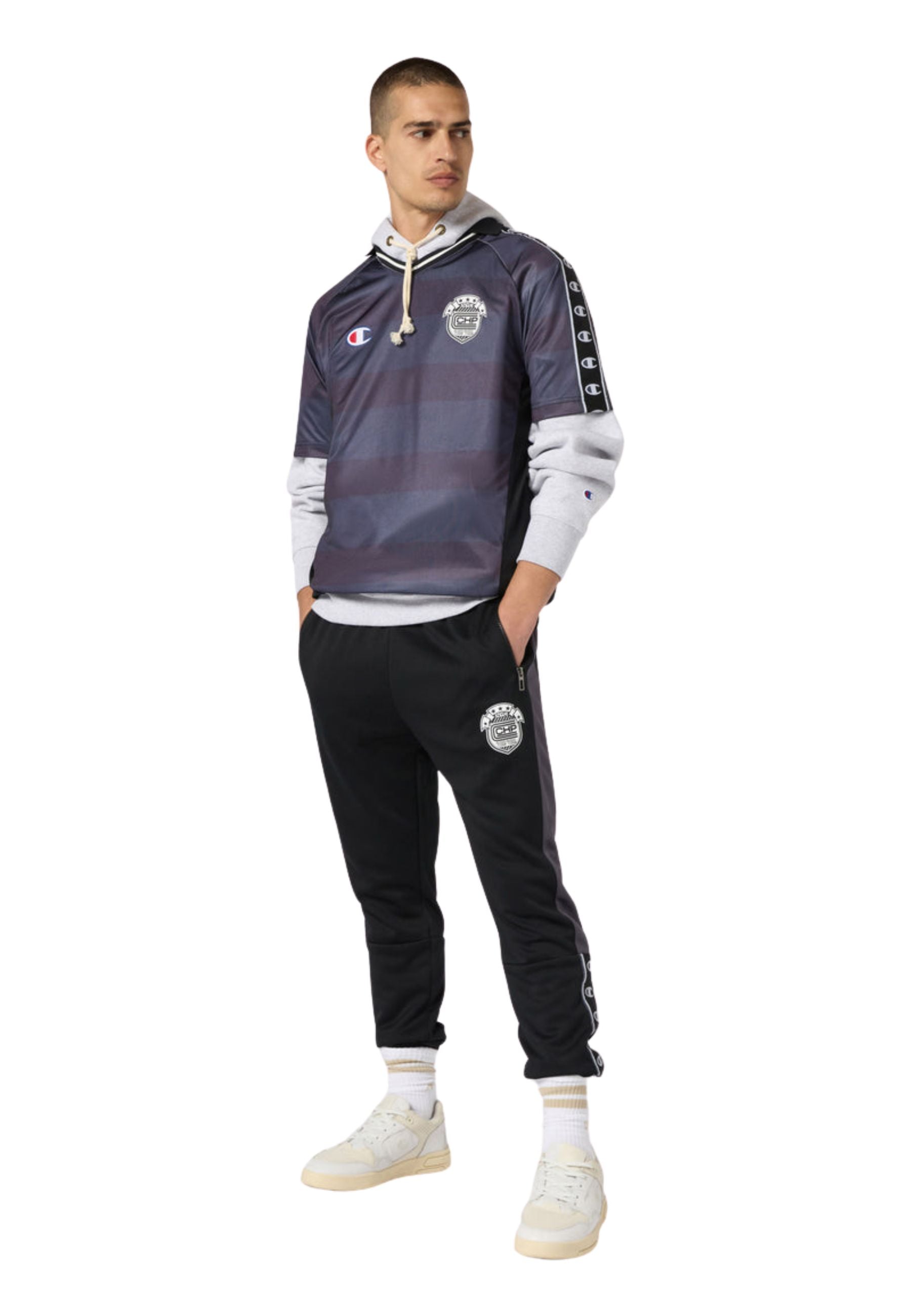 CAMISETA CHAMPION ROCHESTER NEGRA STRIPPED FOOTBALL JERSEY