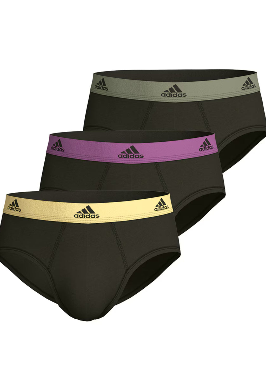 TRIPACK SLIPS ADIDAS NEGROS ACTIVE FLEX COTTON COLORED BELT