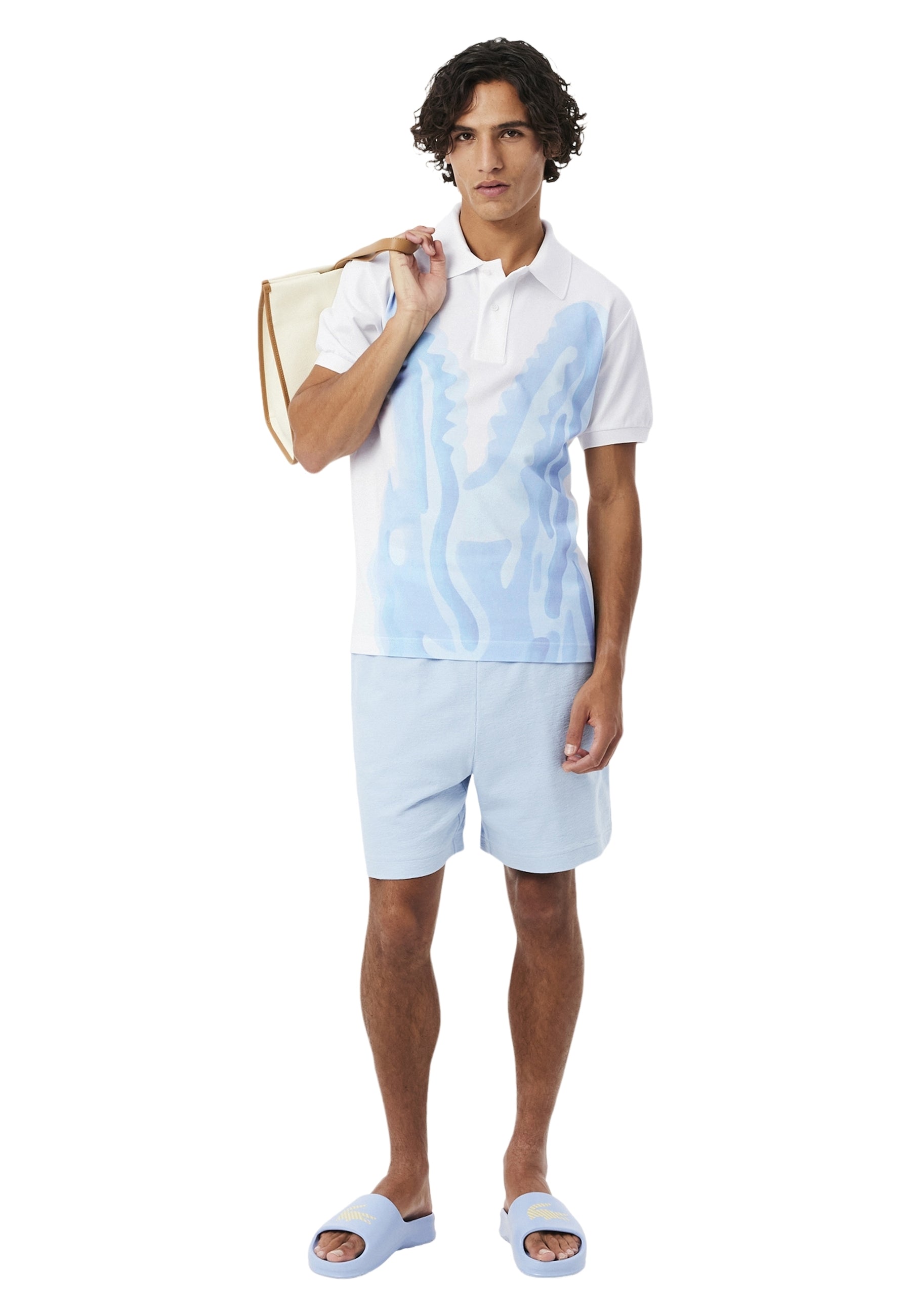 POLO LACOSTE BLANCO CROCO MOUTH POLO SHIRT