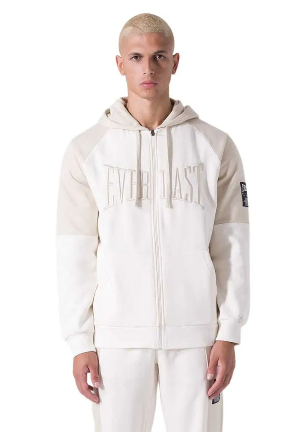 CHAQUETA EVERLAST BEIGE ICONIC EMBROIDERED LOGO ZIP JACKET