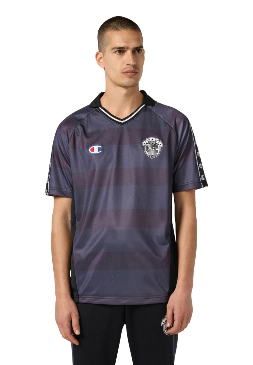CAMISETA CHAMPION ROCHESTER NEGRA STRIPPED FOOTBALL JERSEY