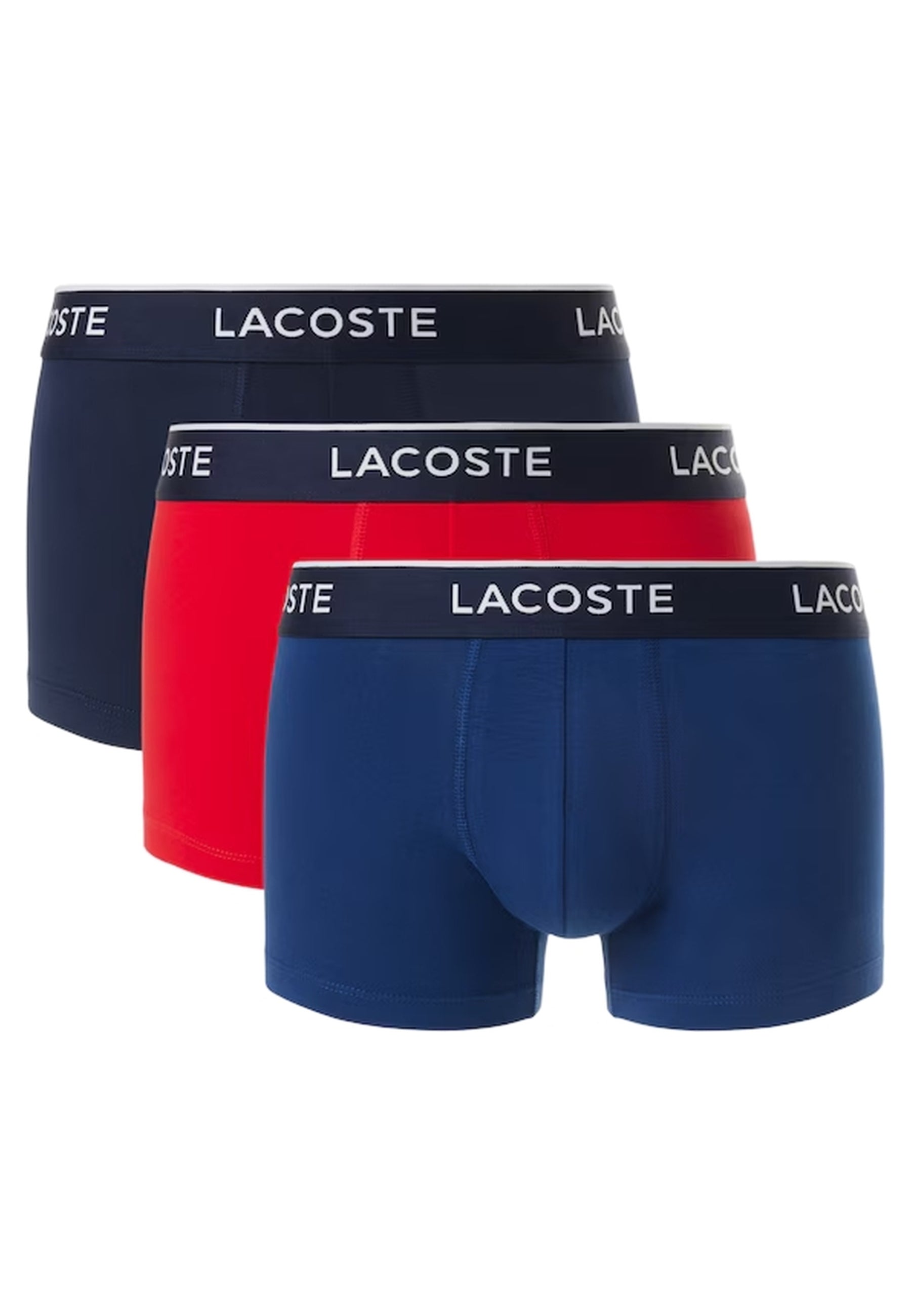 TRIPACK BOXERS LACOSTE MARINO-ROJO-AZUL BRANDED WAISTBAND