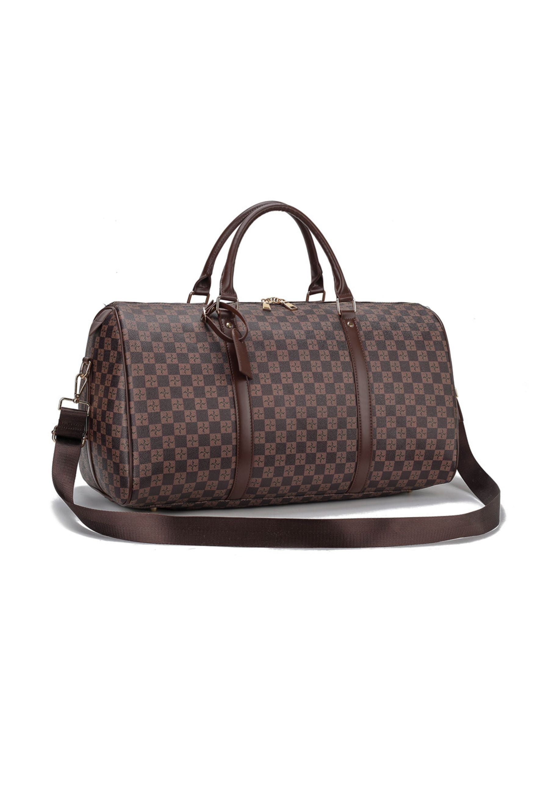 BOLSA DE DEPORTE OVER STREET MARRON DAMERO CLASSIC BARREL