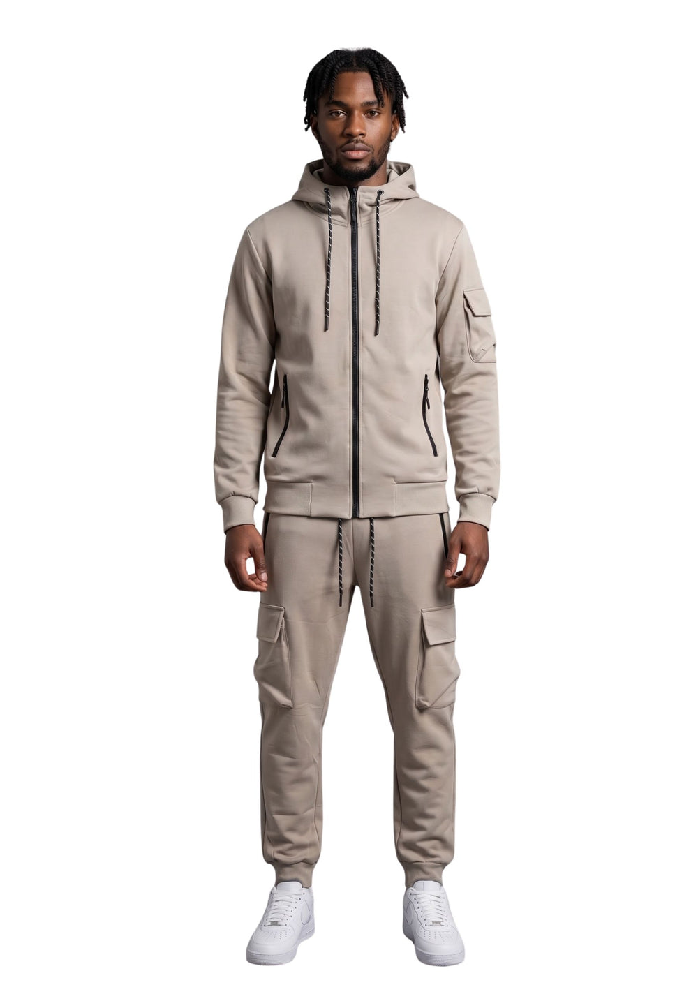 OVER STREET BEIGE POLY TECH TRACKSUIT
