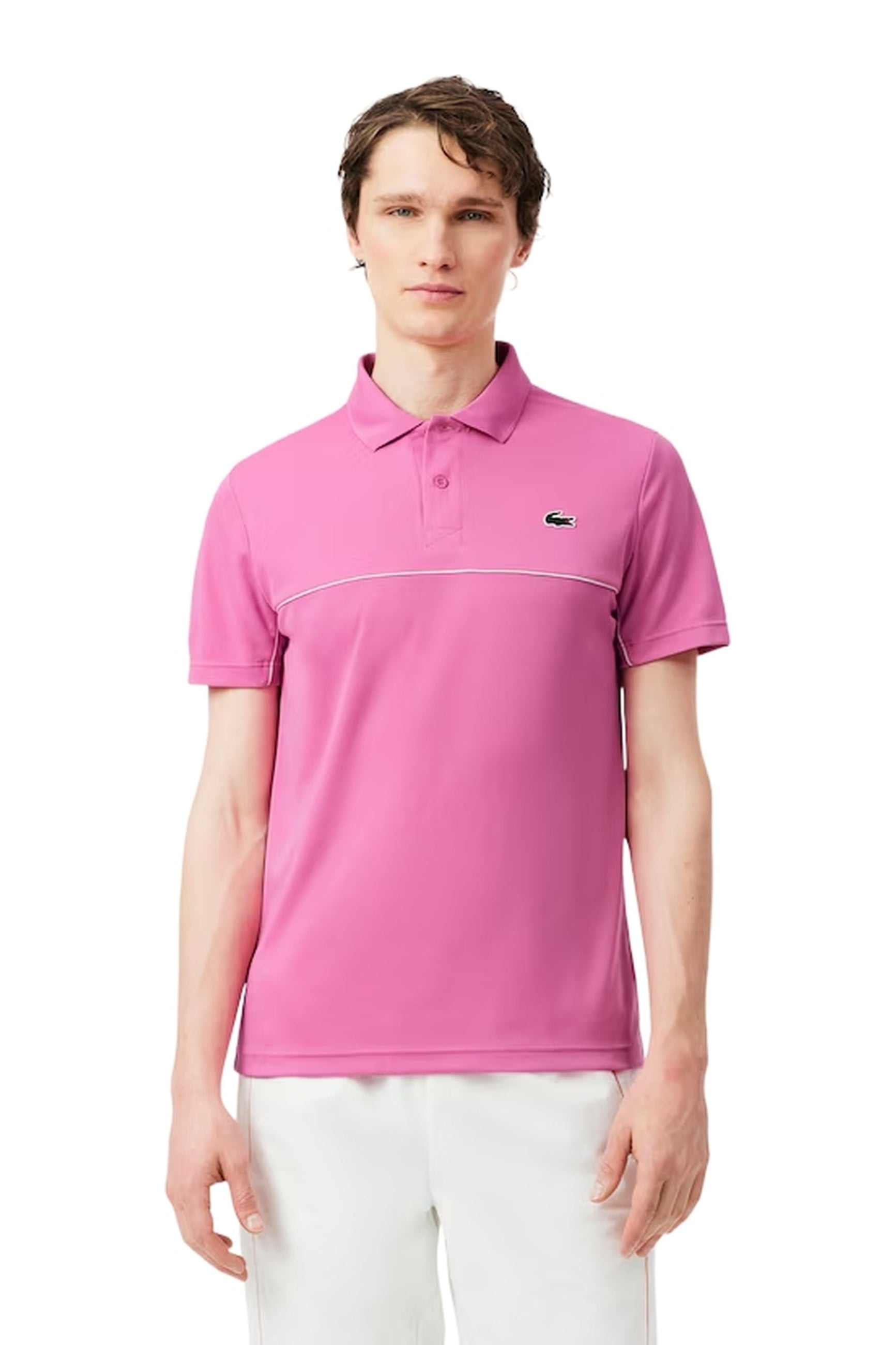 POLO LACOSTE FUXIA CONTRAST RIBETER ULTRA DRY SHIRT