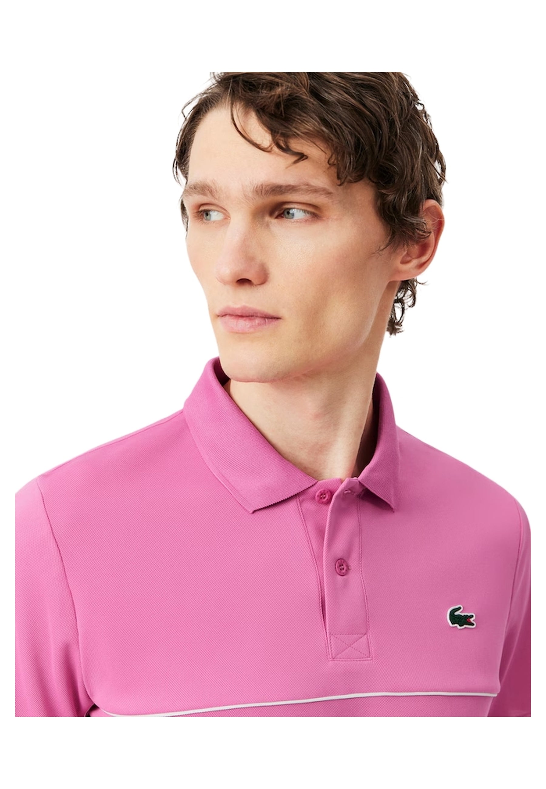 POLO LACOSTE FUXIA CONTRAST RIBETER ULTRA DRY SHIRT