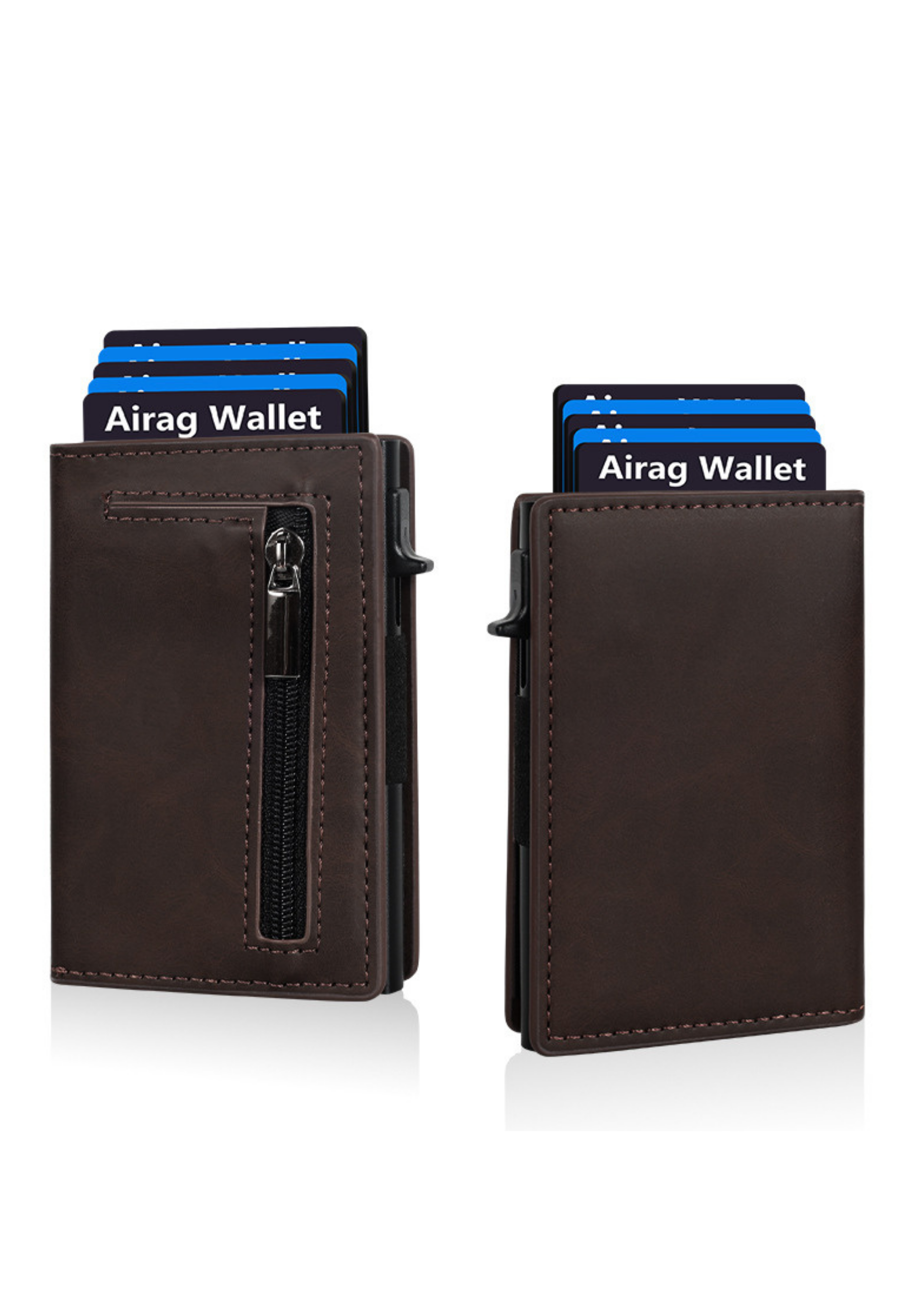 CARTERA MARRON ZIPPED POCKET CARD HOLDER WALLET