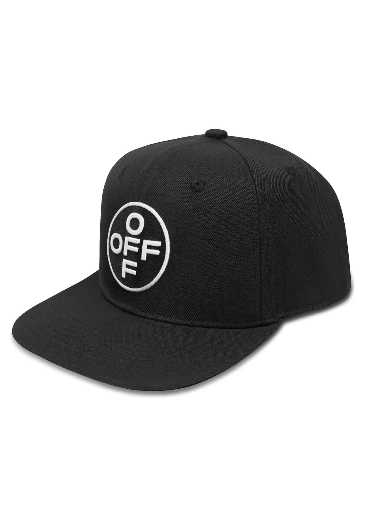 L/AB c/o Off-White BLACK EMBROIDERED FLAT BRIM TWILL CAP