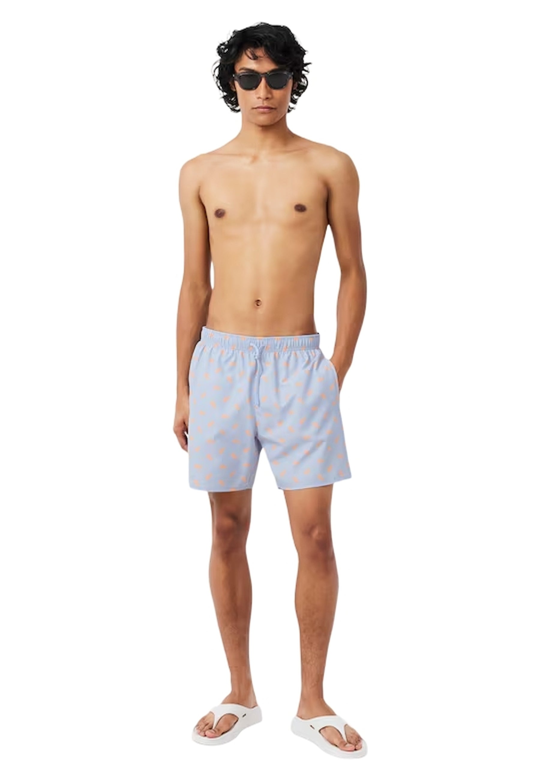 BAÑADOR LACOSTE CELESTE FULL CROCOS SWIMSHORT