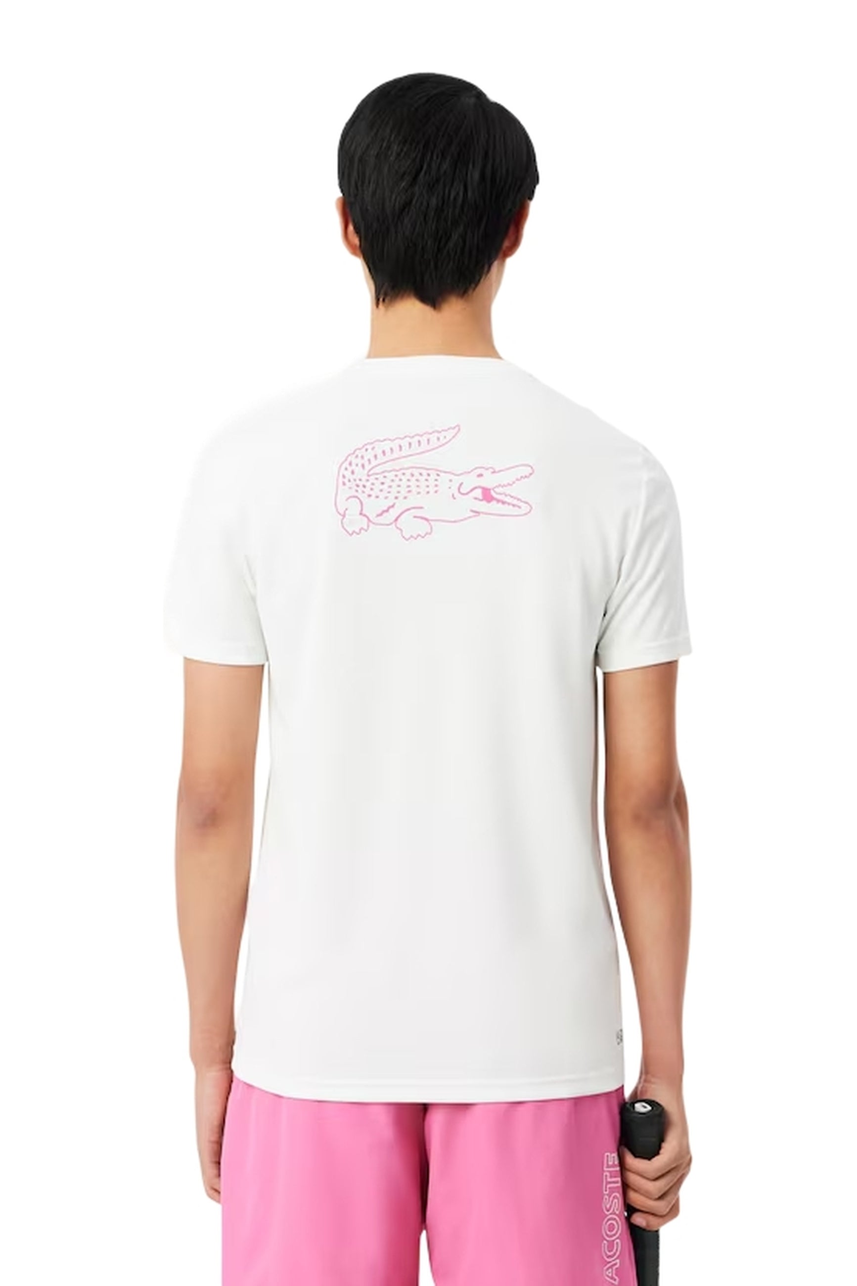 CAMISETA LACOSTE SPORT BLANCA ULTRA DRY RIBETED CONTRAST TEE