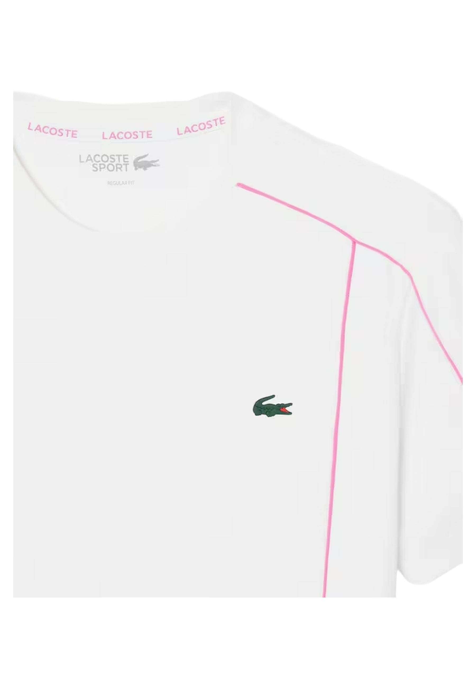 CAMISETA LACOSTE SPORT BLANCA ULTRA DRY RIBETED CONTRAST TEE