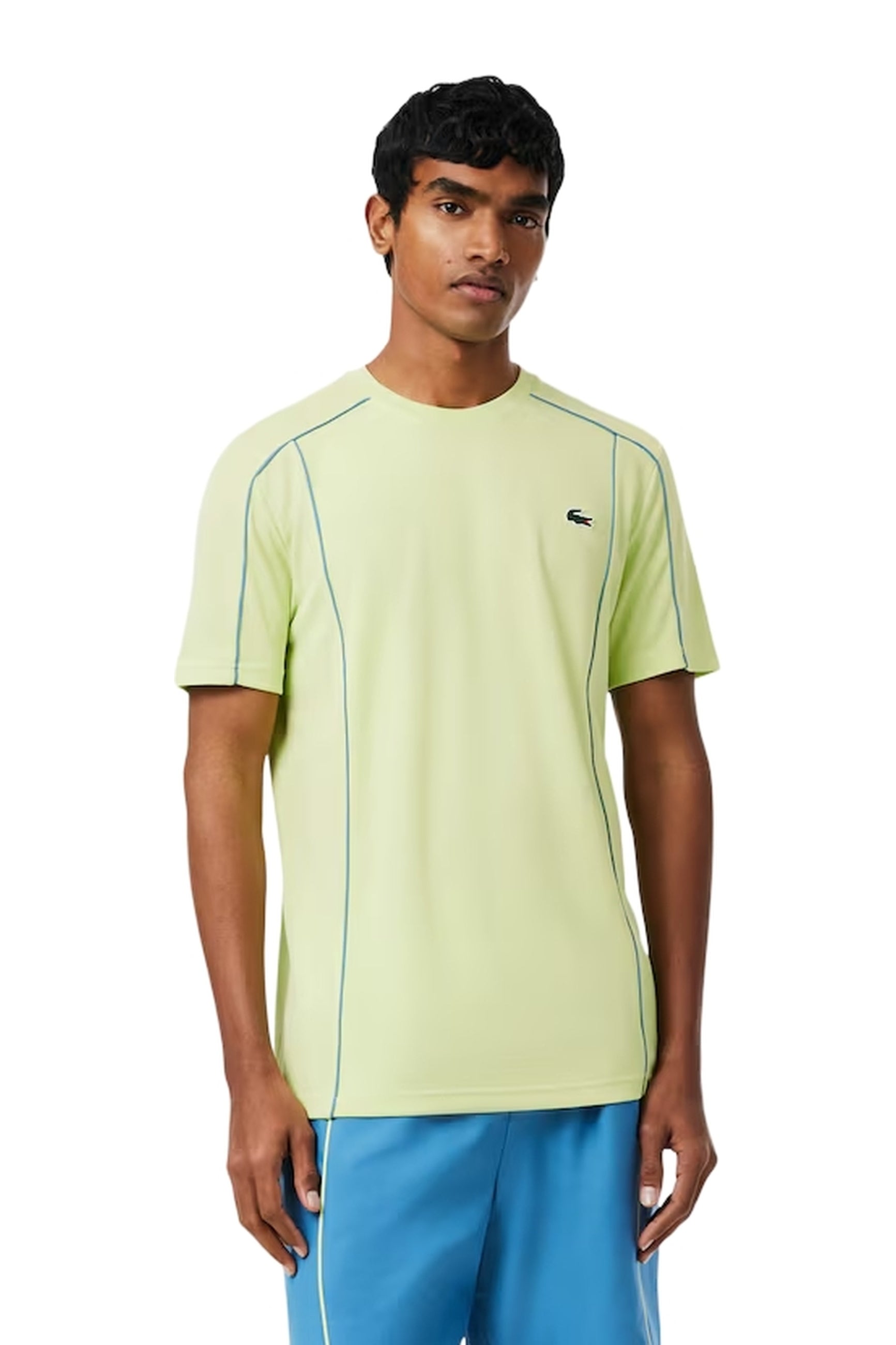 CAMISETA LACOSTE SPORT VERDE ULTRA DRY RIBETED CONTRAST TEE