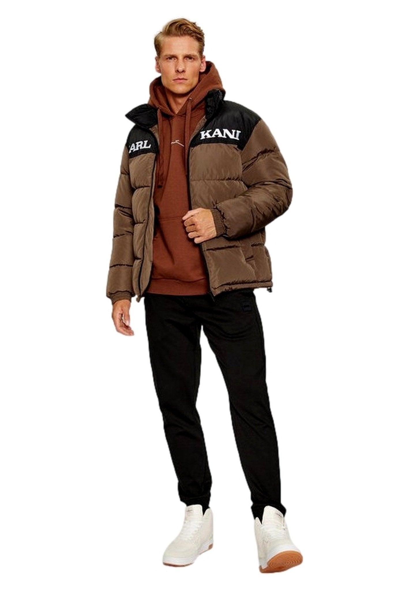 ABRIGO KARL KANI MARRON RETRO ESSENTIAL PUFFER JACKET - AREA ZERO