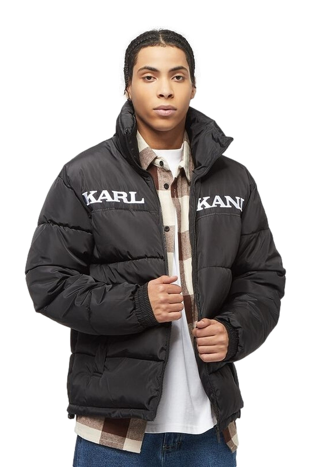 ABRIGO KARL KANI NEGRO RETRO ESSENTIAL PUFFER JACKET