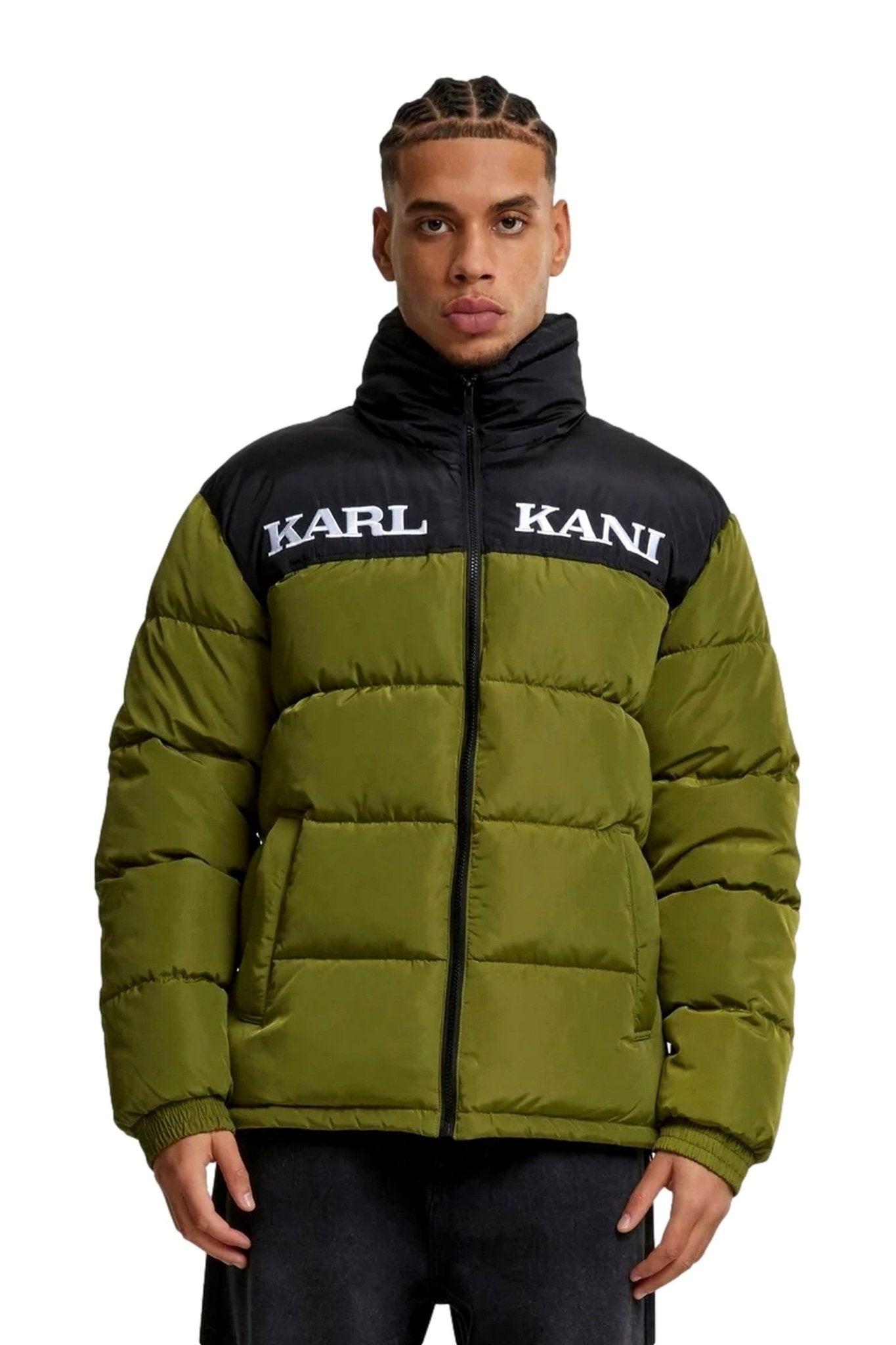 ABRIGO KARL KANI VERDE COMBINADO RETRO ESSENTIAL PUFFER JACKET - AREA ZERO