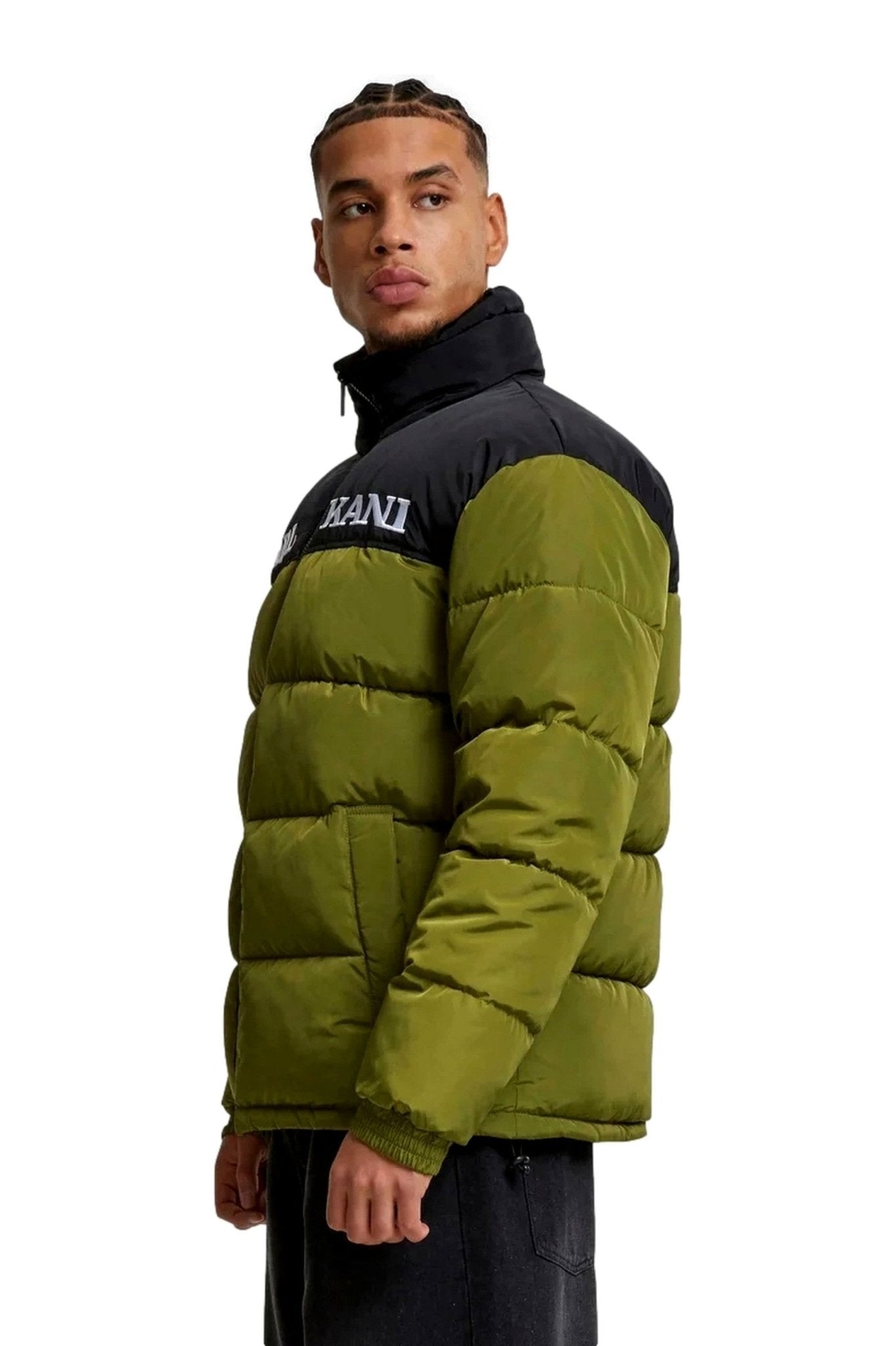 ABRIGO KARL KANI VERDE COMBINADO RETRO ESSENTIAL PUFFER JACKET - AREA ZERO